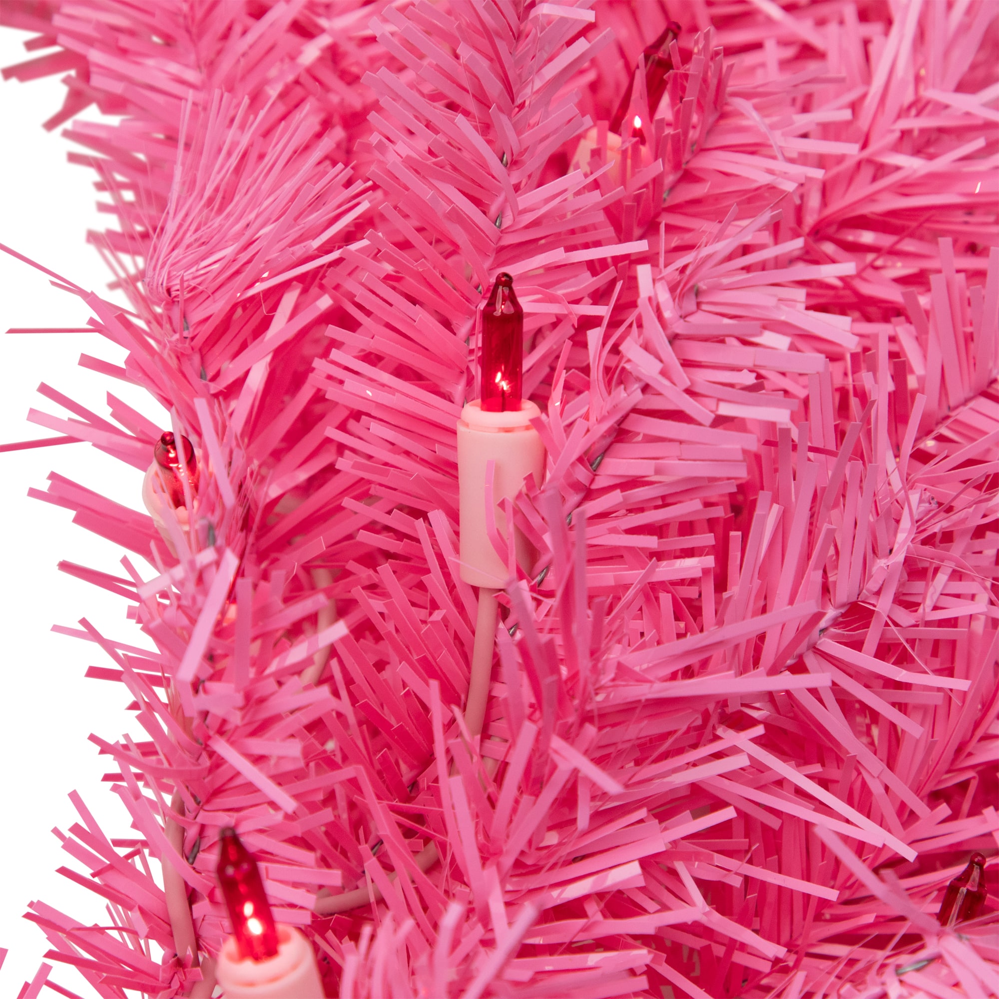 3ft. Pre-Lit Pink Spruce Christmas Wreath, Pink Lights