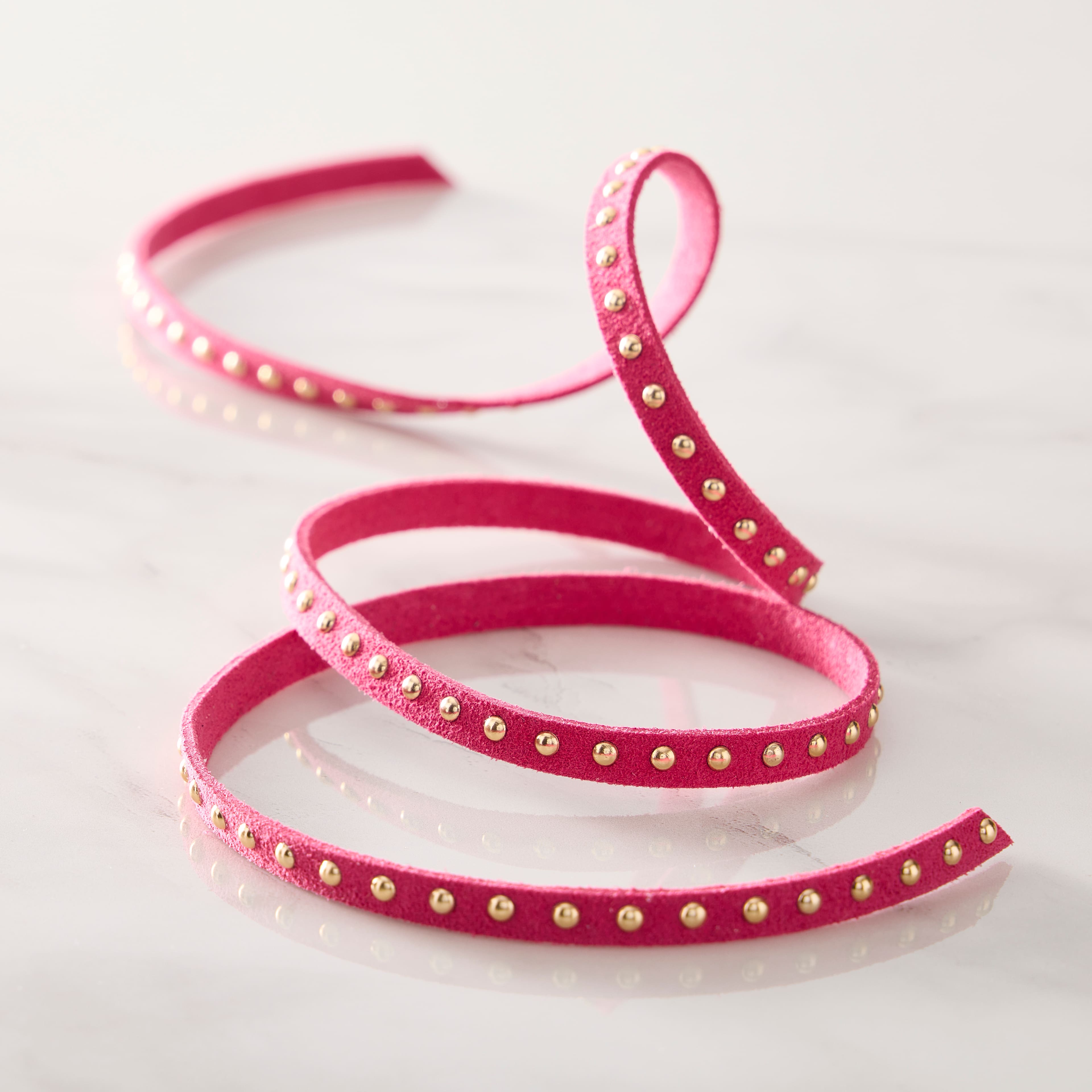 1/4&#x22; x 3yd. Pink &#x26; Gold Dotted Ribbon by Celebrate It&#xAE; Classic