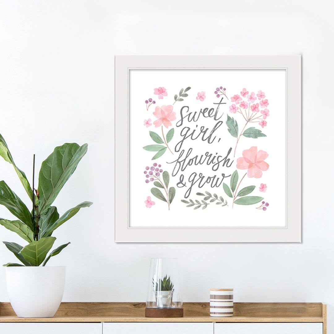 Flourish and Grow 16&#x22; x 16&#x22; White Framed Print Under Plexiglass