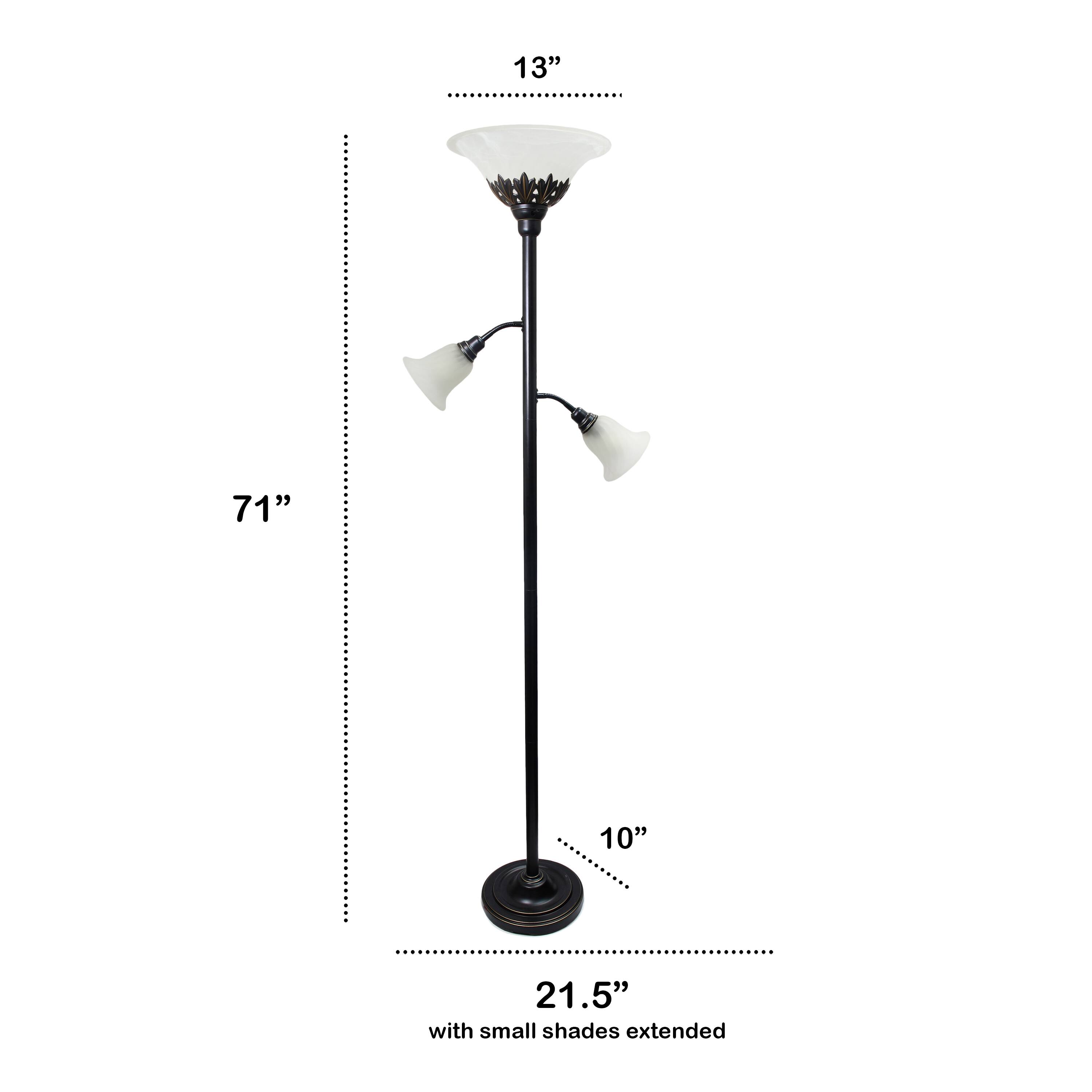 Lalia Home Torchiere Floor Lamp with 2 Reading Lights