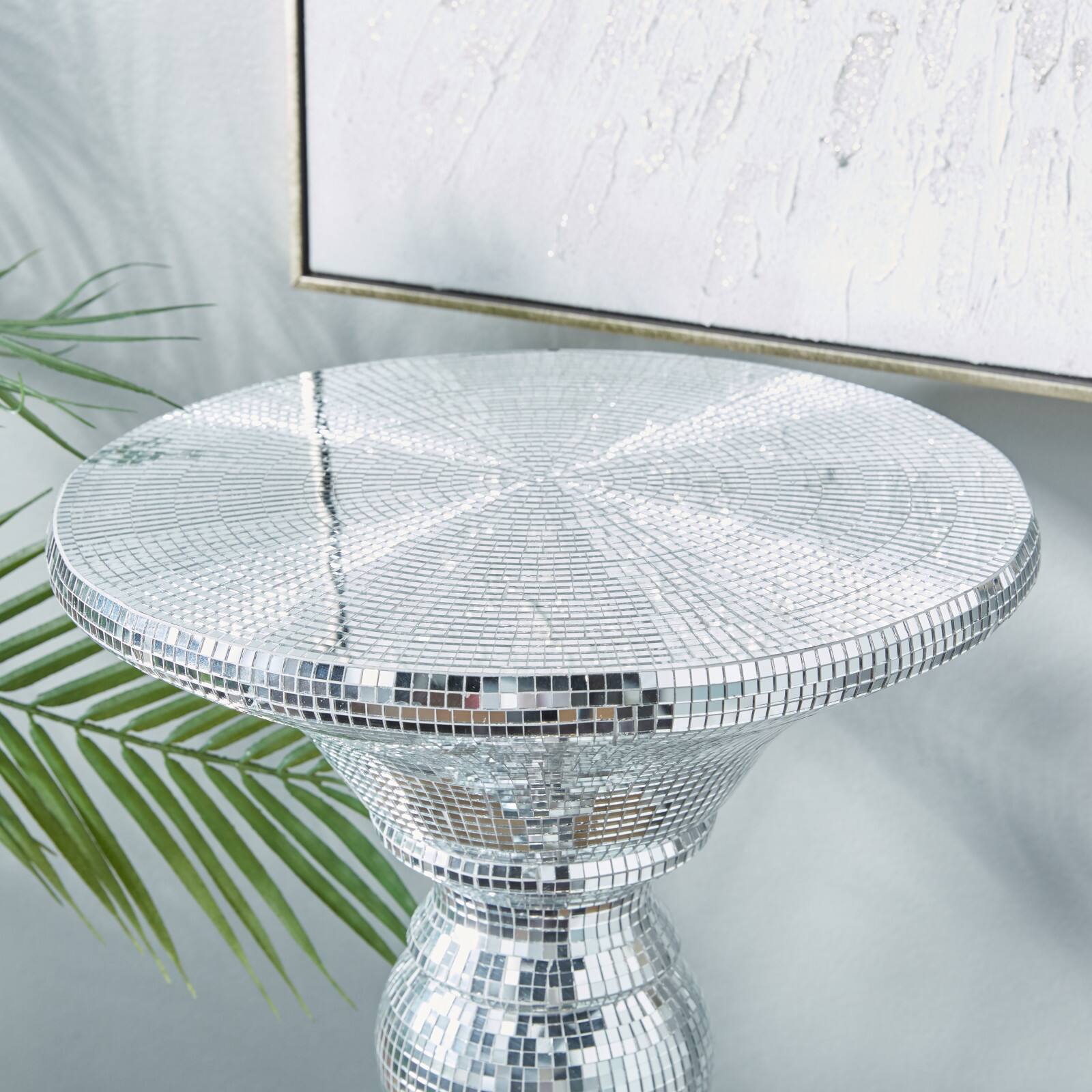 3ft. Silver Polystone Glam Pedestal Table