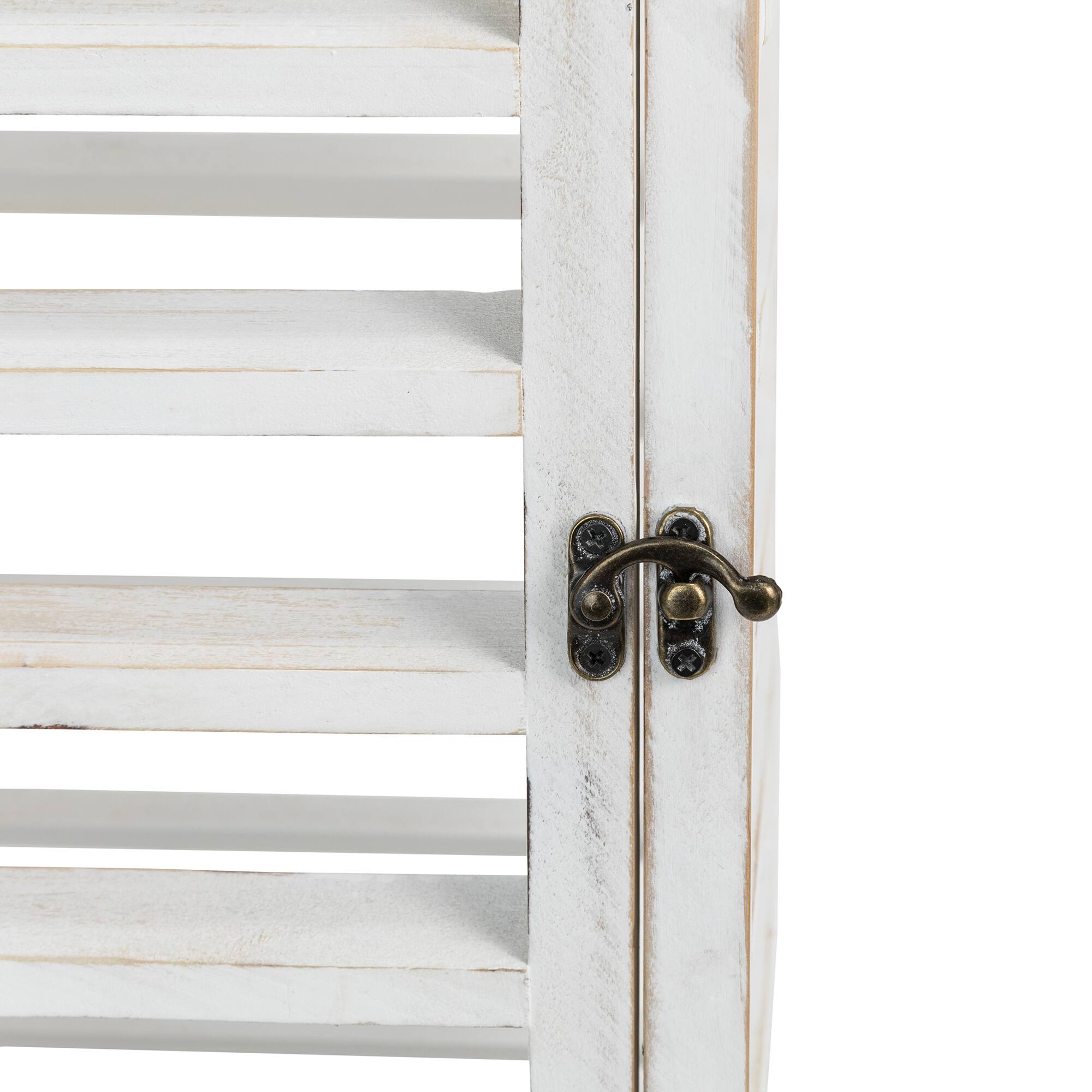 Modern Farmhouse White Wooden Shutter Lantern Set, 25.5&#x22; &#x26; 19&#x22;