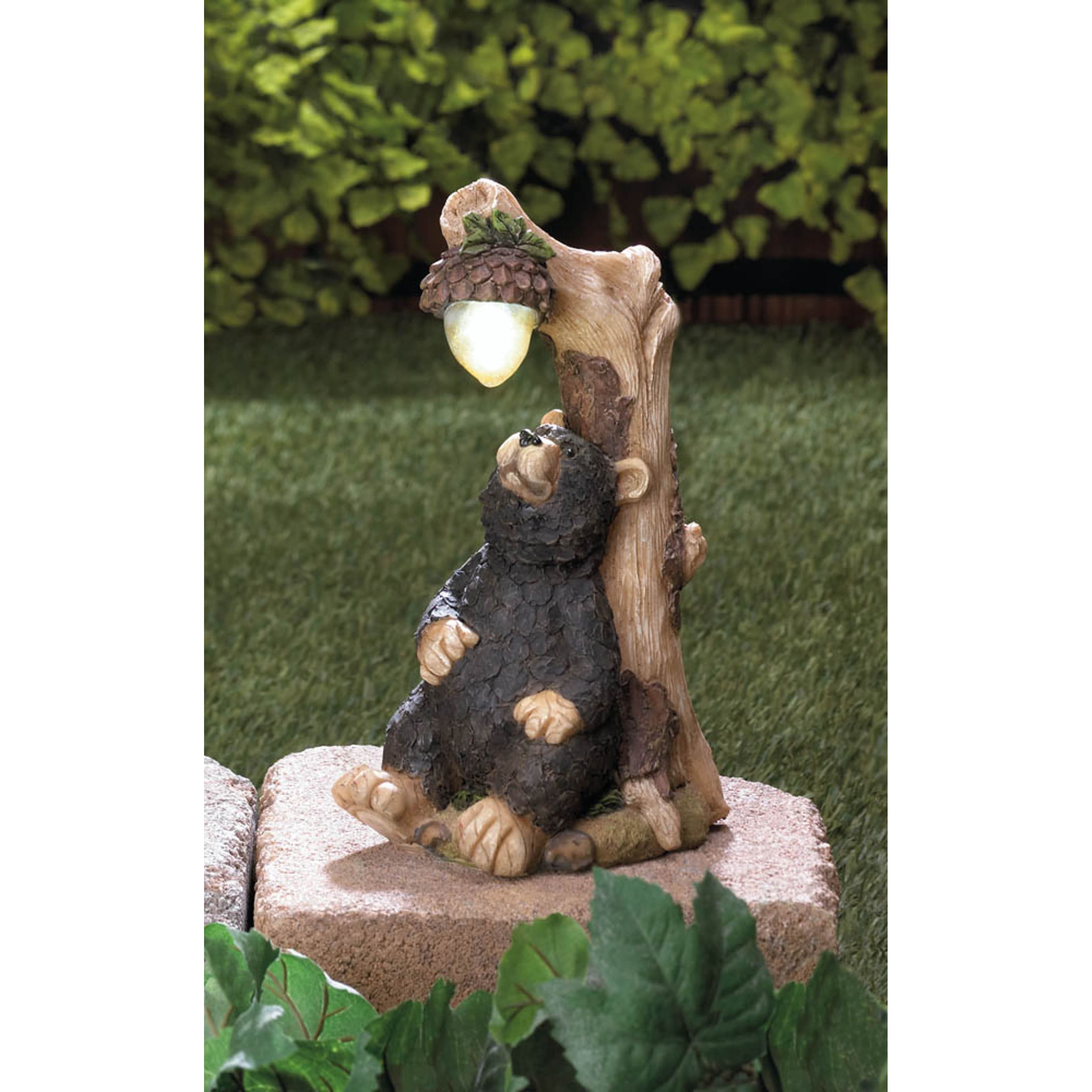 9.75&#x22; Black Bear Solar Statue