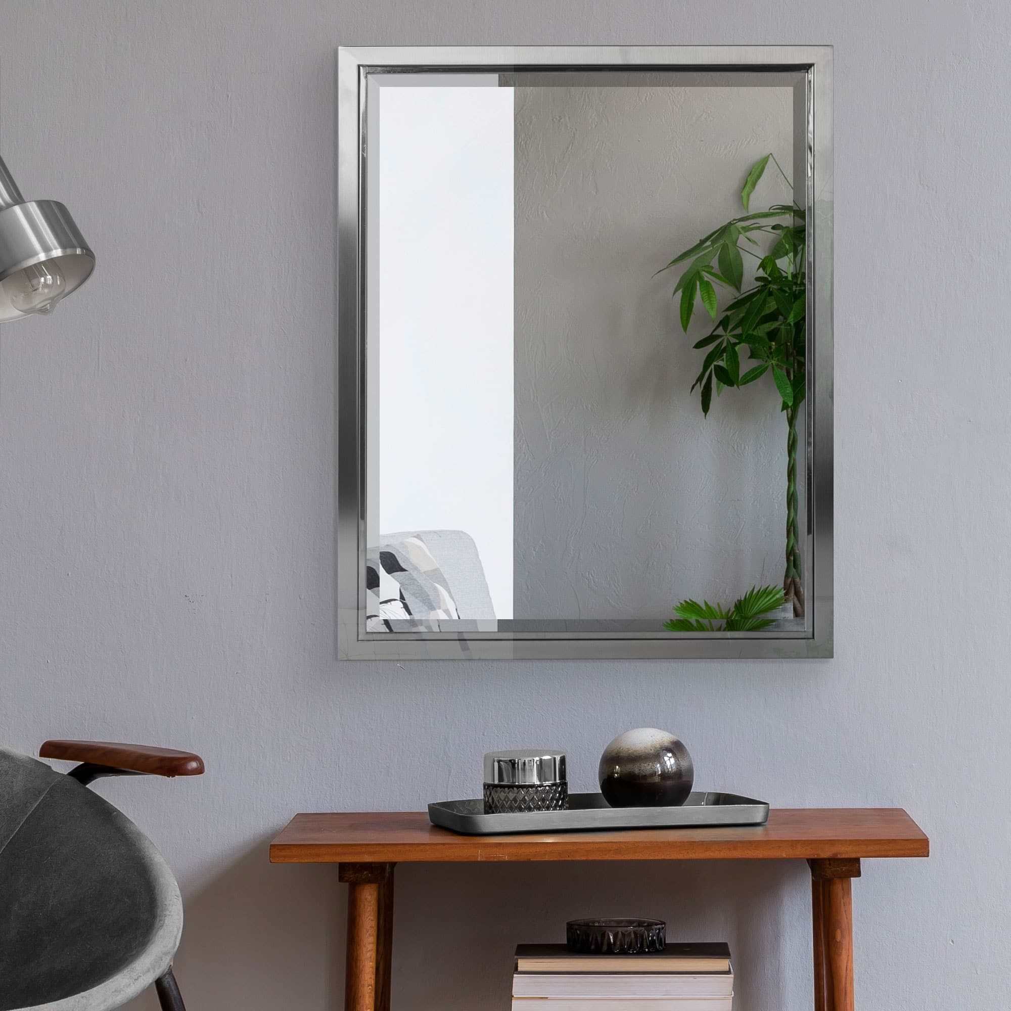Head West Nickel &#x26; Chrome Framed Wall Vanity Mirror