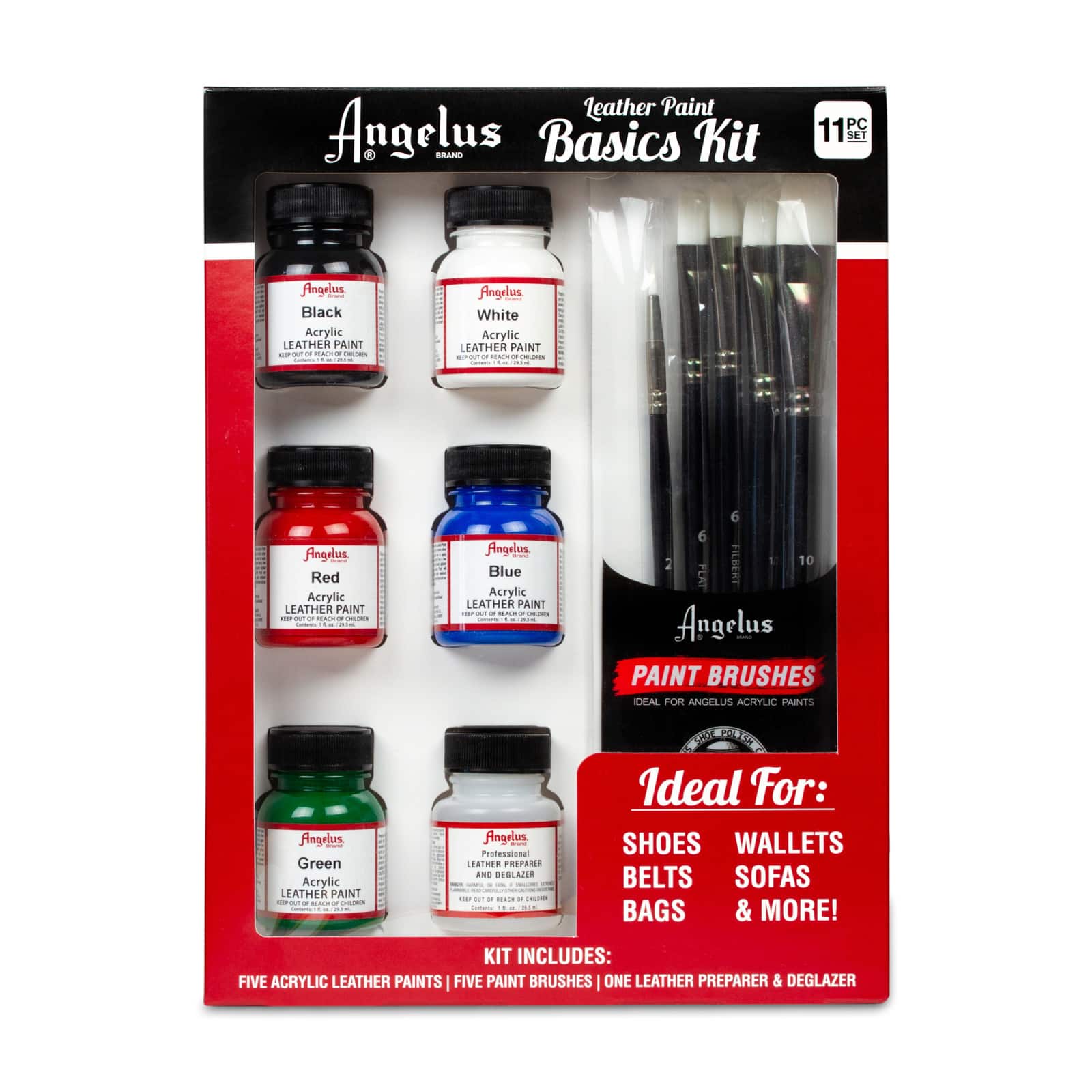 Angelus Acrylic Leather & Vinyl Starter Set - Kit #5, 12 4oz Bottles of  Paint