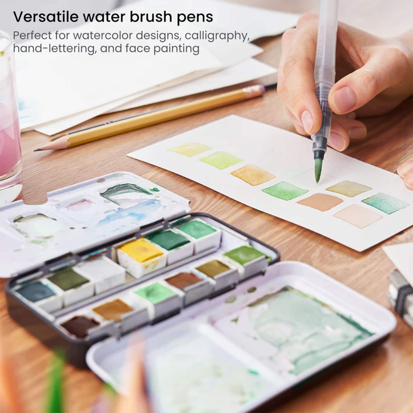 Arteza&#xAE; 6 Piece Assorted Tip Water Brush Pen Set