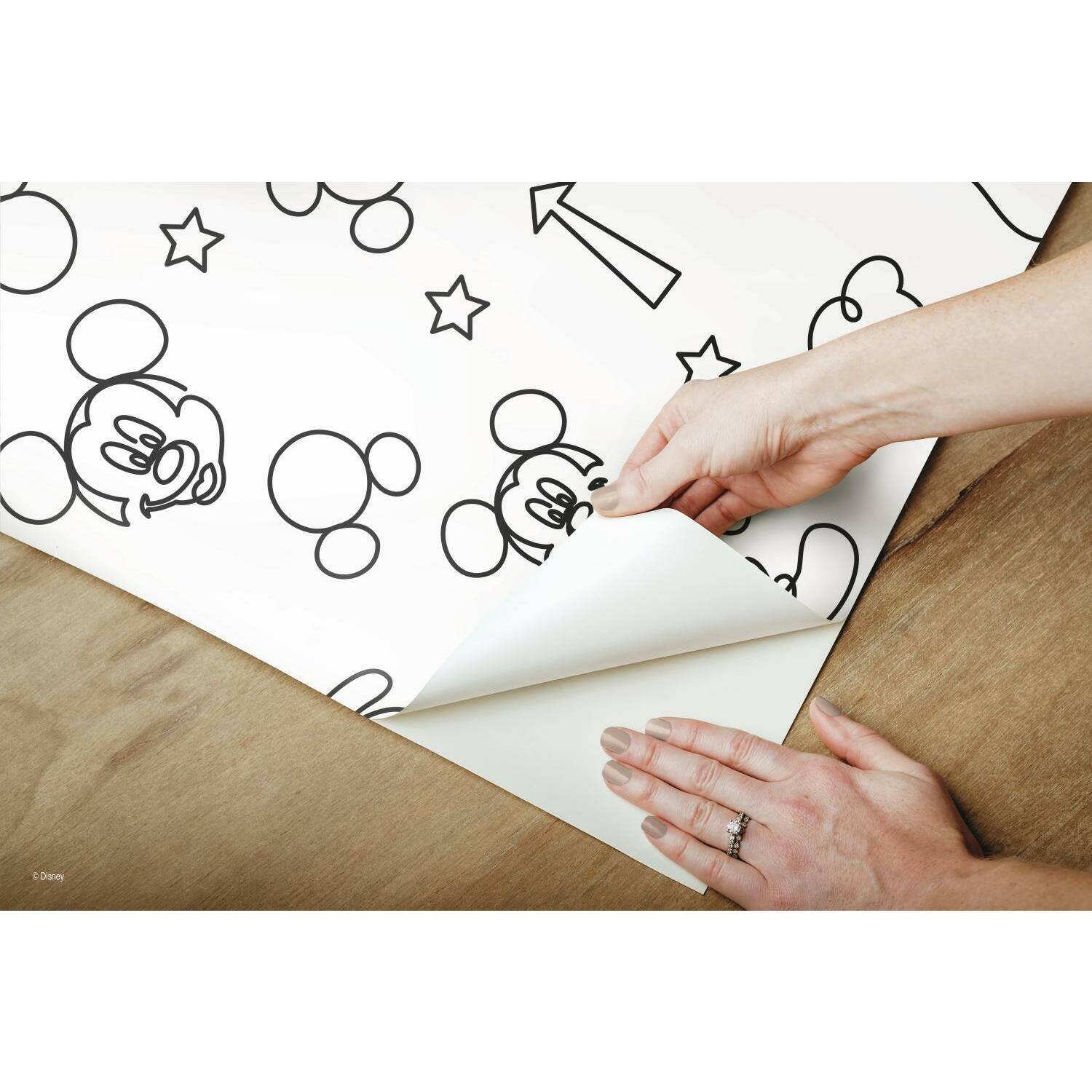RoomMates Disney Mickey Mouse Line Art Peel & Stick Wallpaper