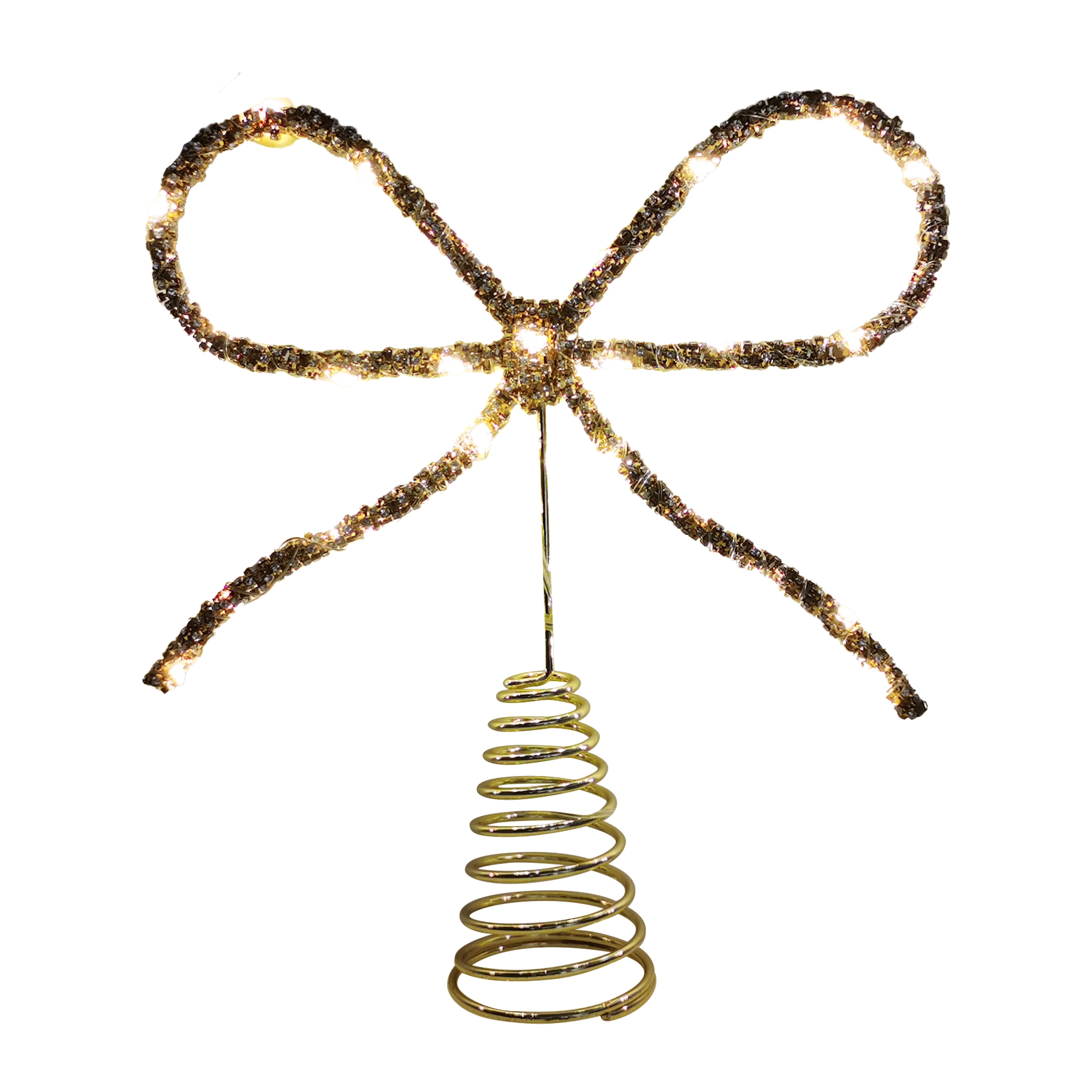 9.5&#x22; Gold Rhinestone Bow LED Tree Topper by Ashland&#xAE;