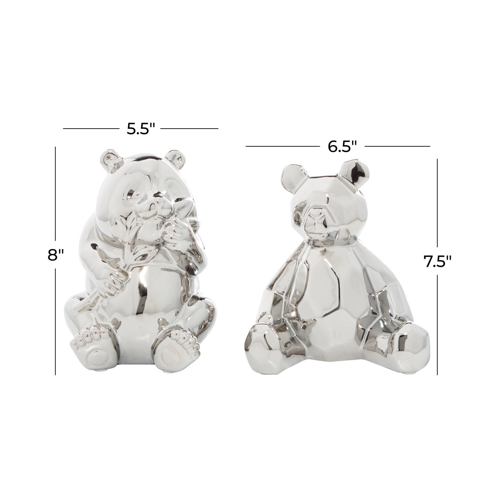 CosmoLiving by Cosmopolitan Set of 2 Silver Ceramic Sculpture 8", 7"