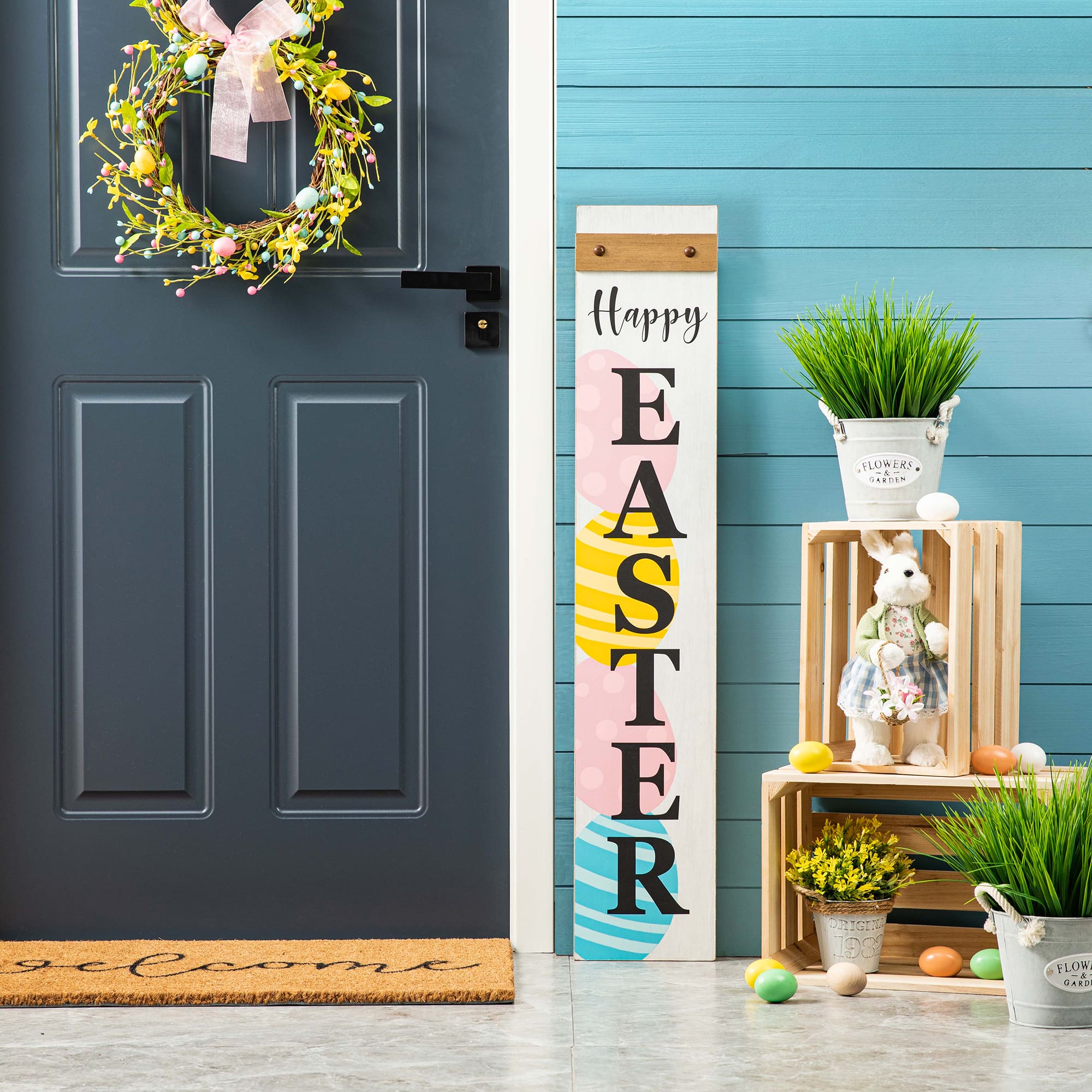 Glitzhome® 42" Wooden Happy Easter Porch Sign