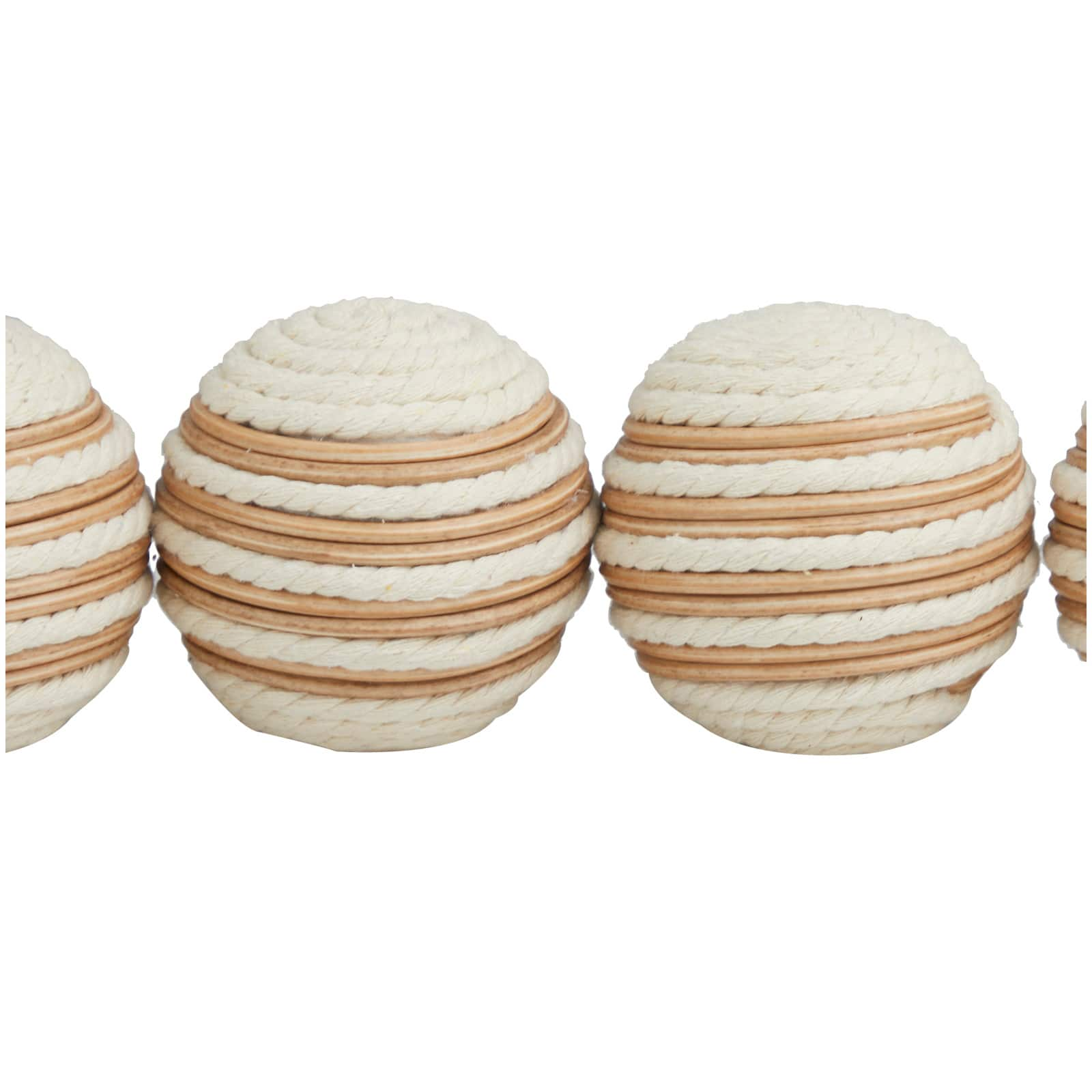 White Striped Handmade Jute Orbs &#x26; Vase Filler Set