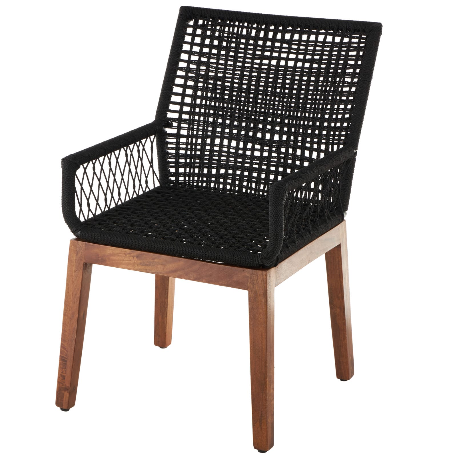 24" x 37" Black Jute Rope Handmade Woven Living Room Accent Chair