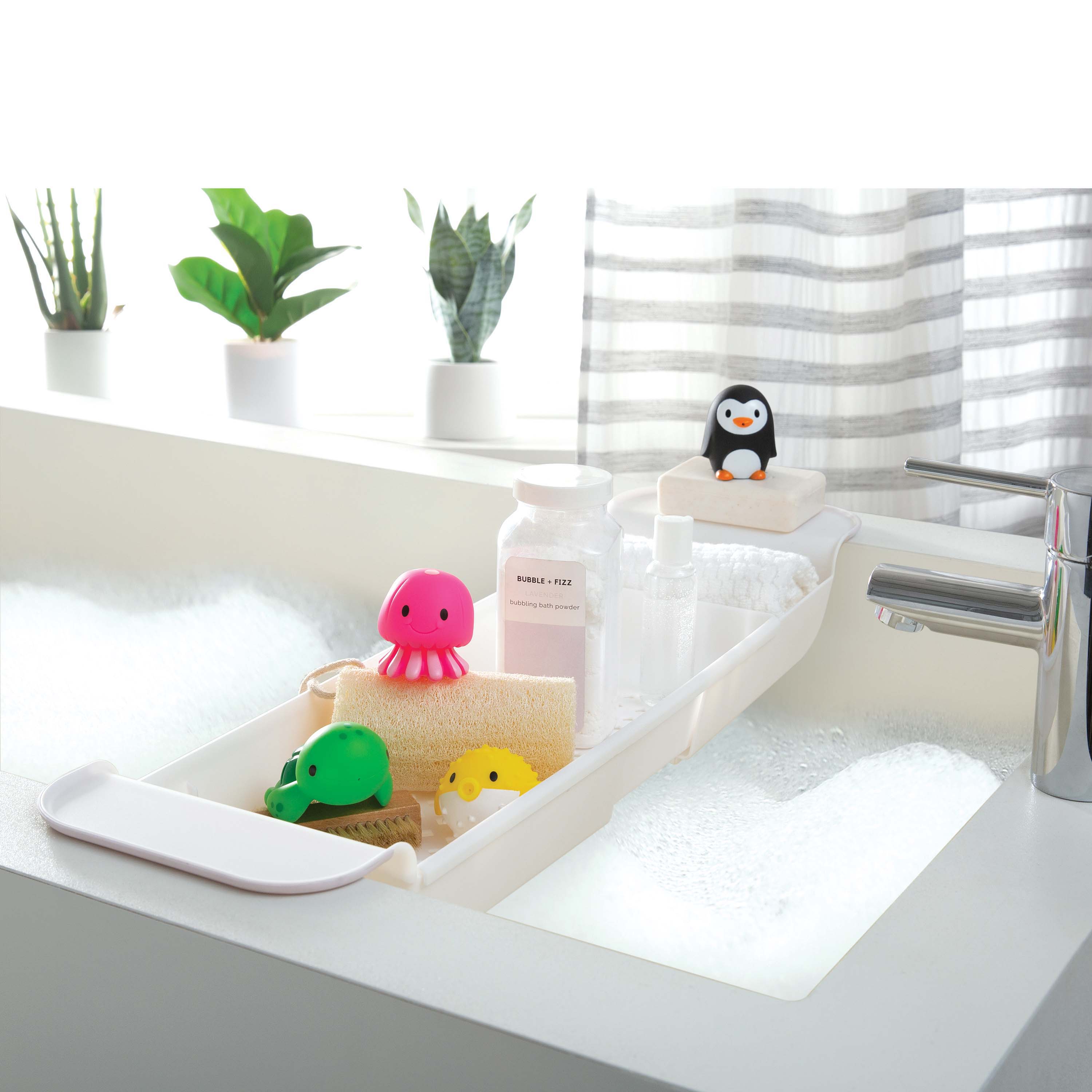 Bath Bliss White Expandable Non-Slip Bathtub Caddy