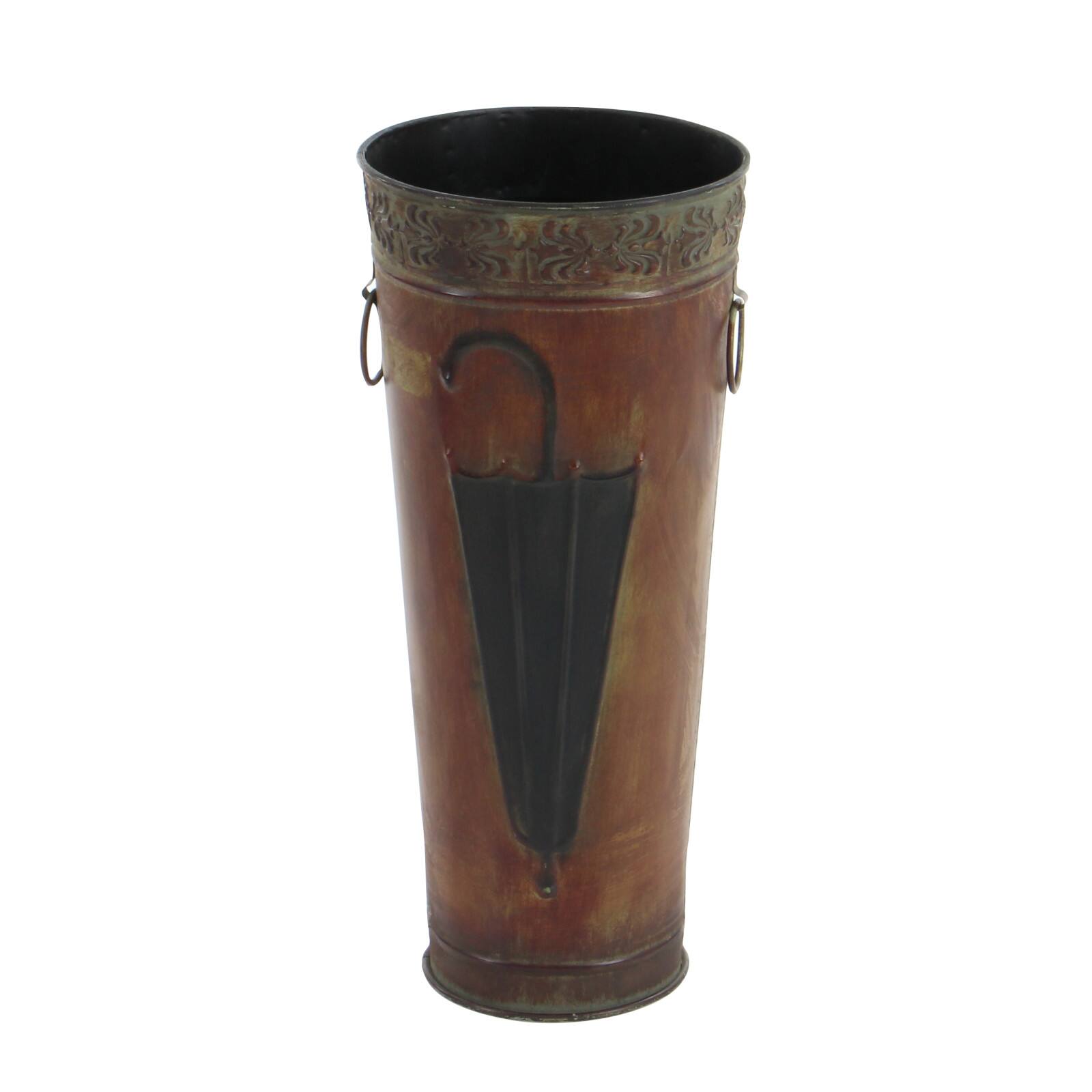 Set of 2 Brown Metal Rustic Vase, 21", 16"