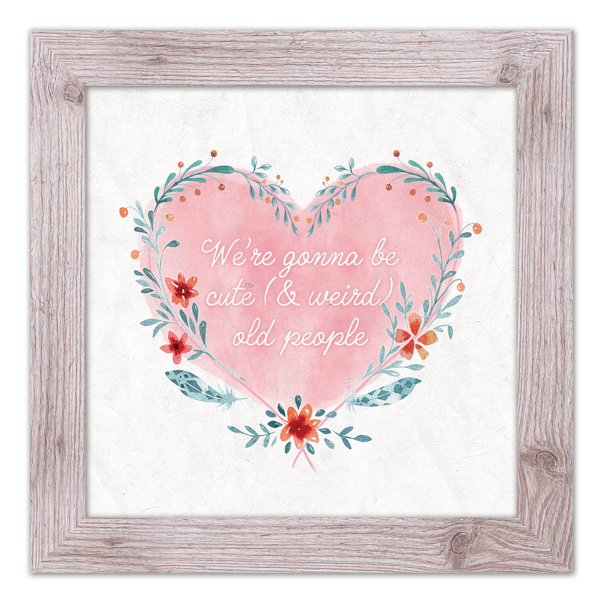 Cute Weird Old People Heart Western White Framed Print