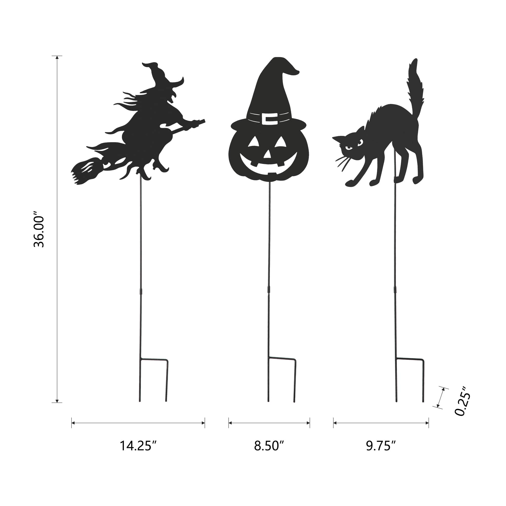 Glitzhome&#xAE; 36&#x22; Halloween Metal Silhouette Yard Stake Or Hanging D&#xE9;cor Set