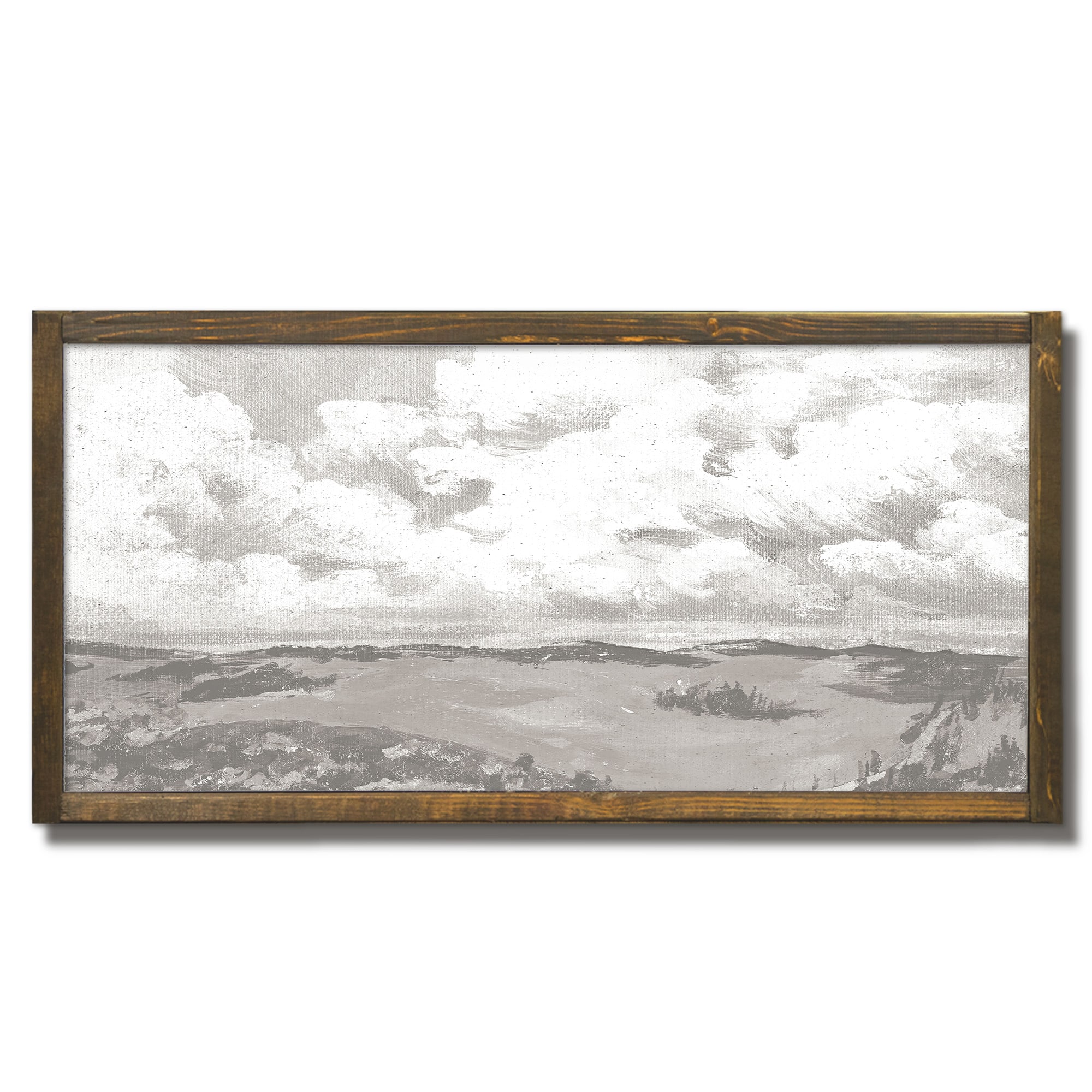 Gray Toned Landscape Framed Wood Plaque
