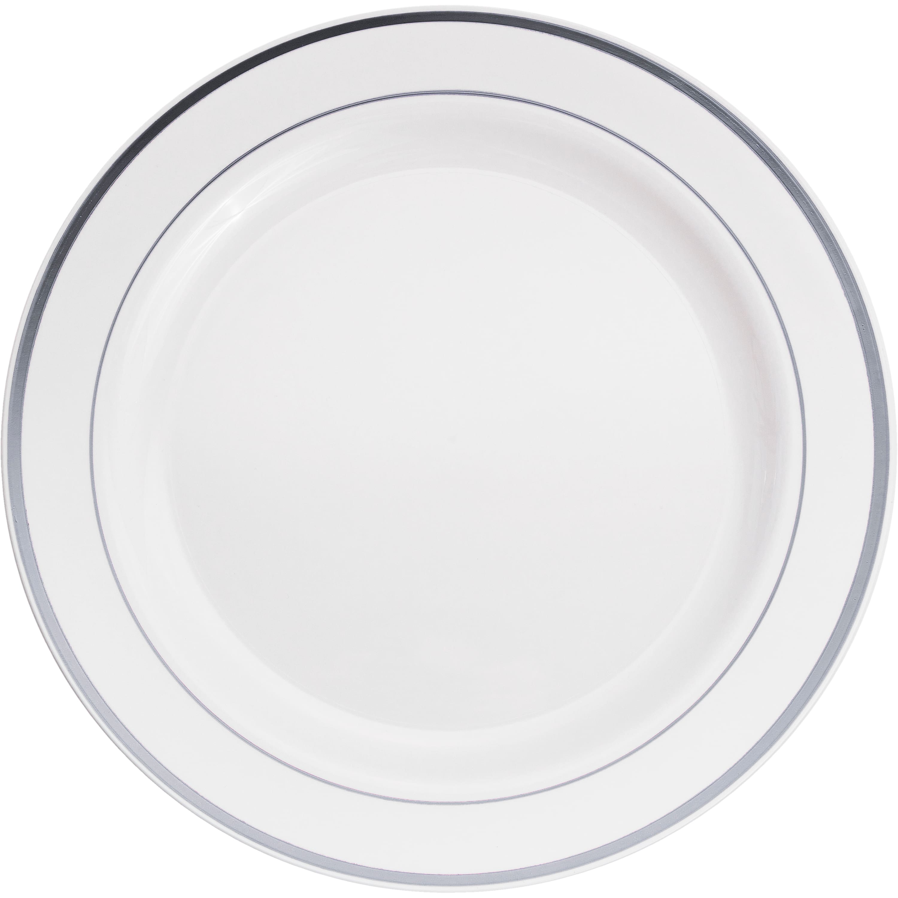 12 Packs: 10 ct. (120 total) 10.3&#x22; Round Banquet Plates with Silver Trim by Celebrate It&#x2122;