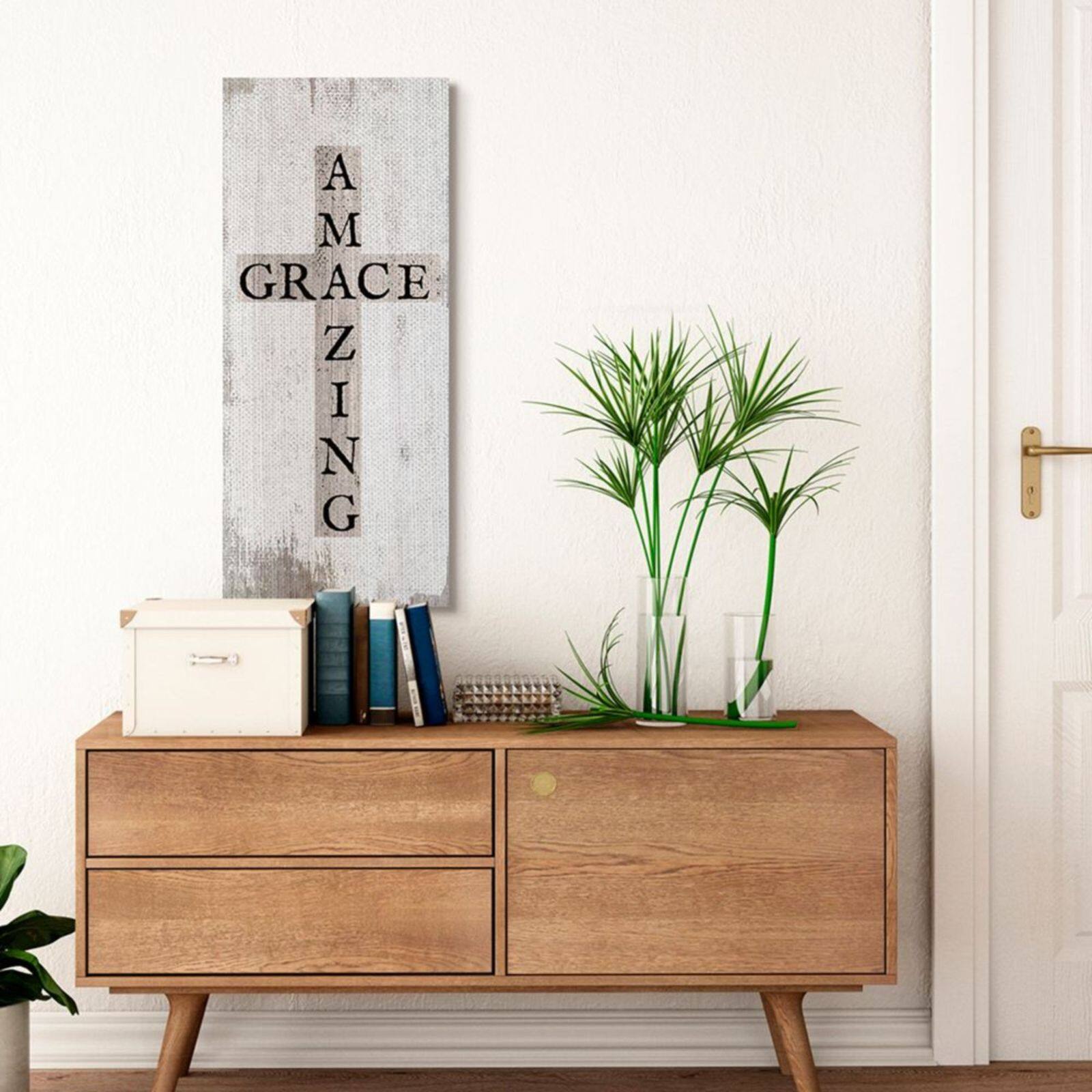 Stupell Industries Distressed Rustic Amazing Grace Canvas Wall Art