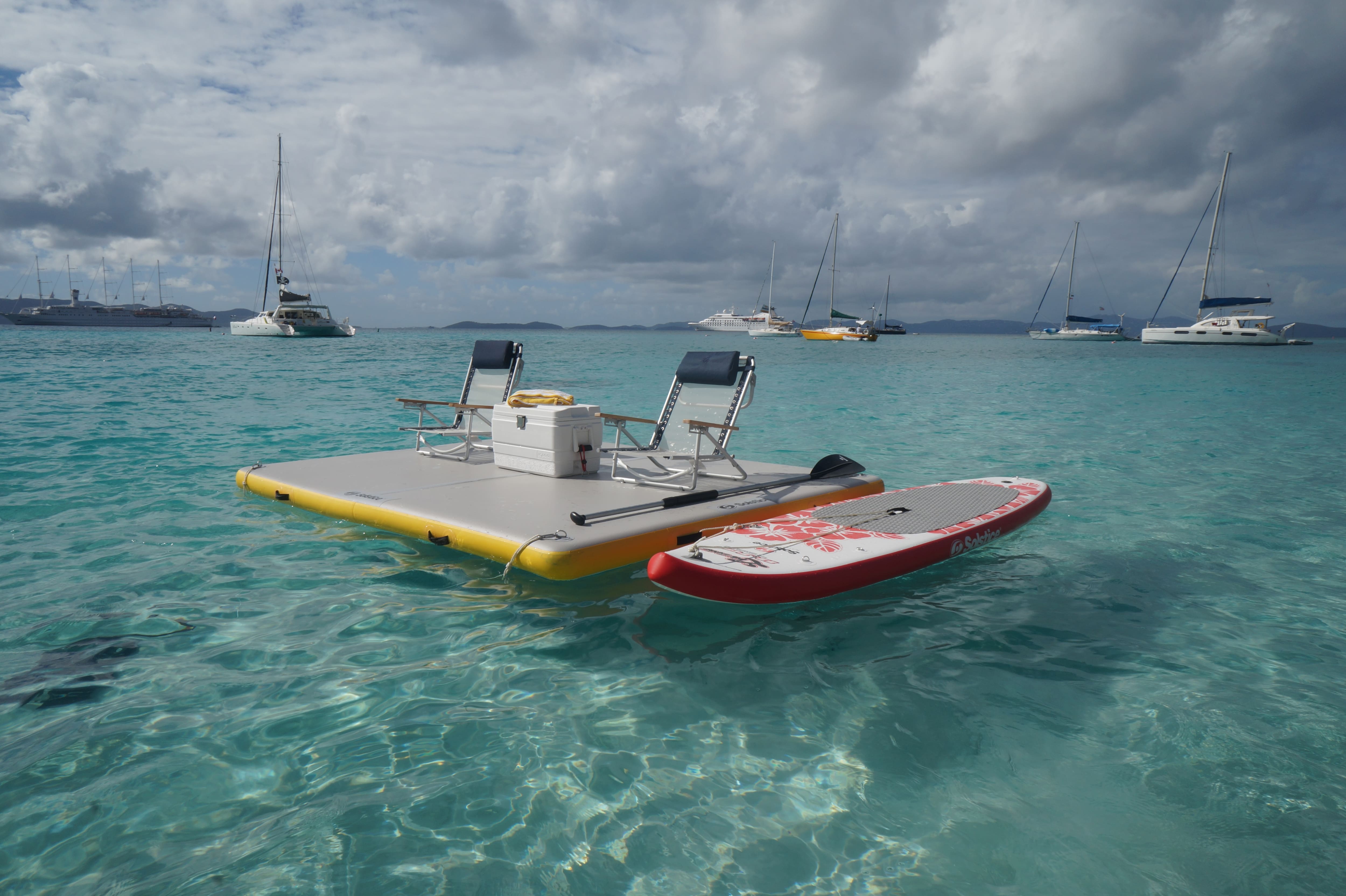 Solstice&#xAE; 8ft. Inflatable White &#x26; Yellow Private Lake Dock