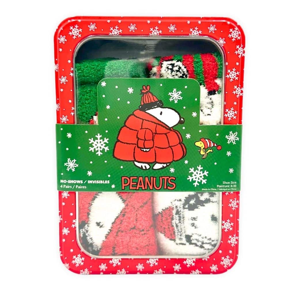 Peanuts&#xAE; 4 Pack Cozy Socks in Christmas Gift Tin