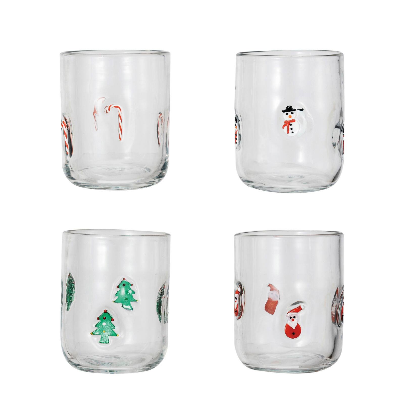 Hello Honey® 4.5" Round Drinking Glass with Holiday Icon Pattern Set