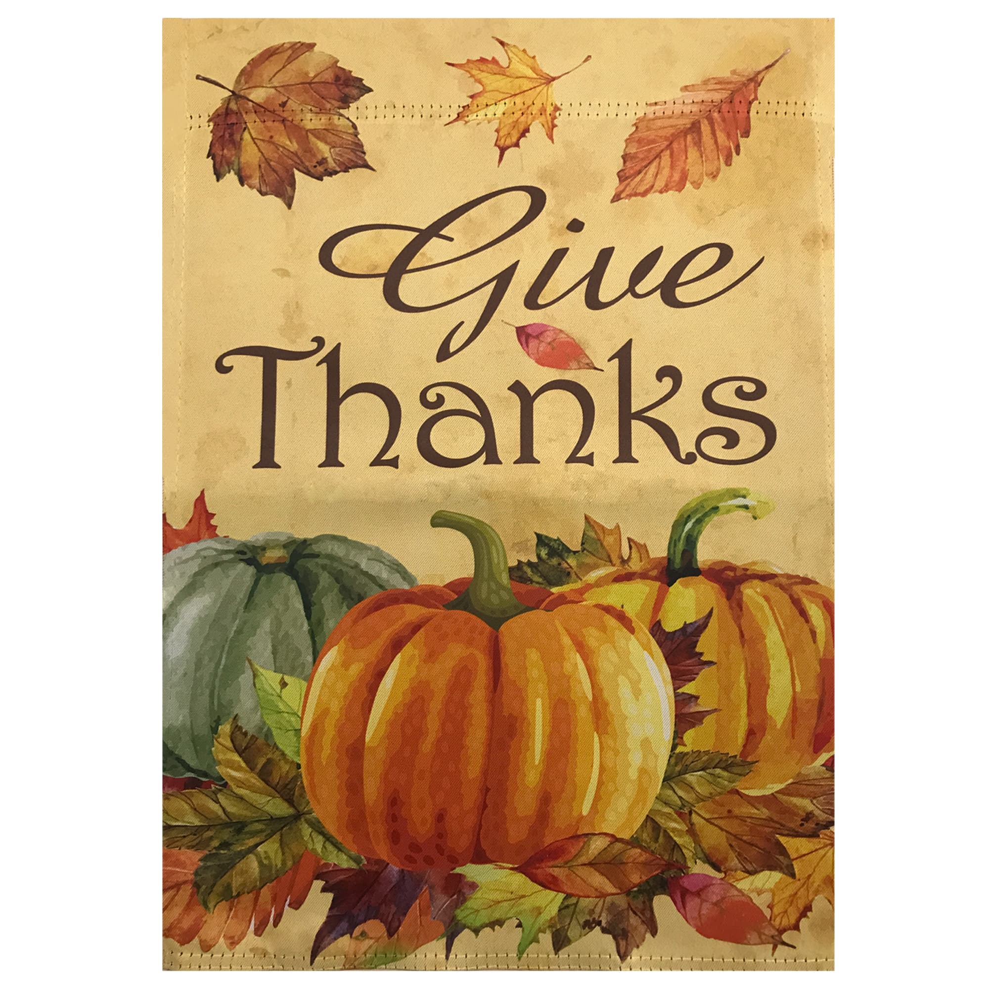 Small Orange Pumpkins Give Thanks Autumn Harvest Garden Flag