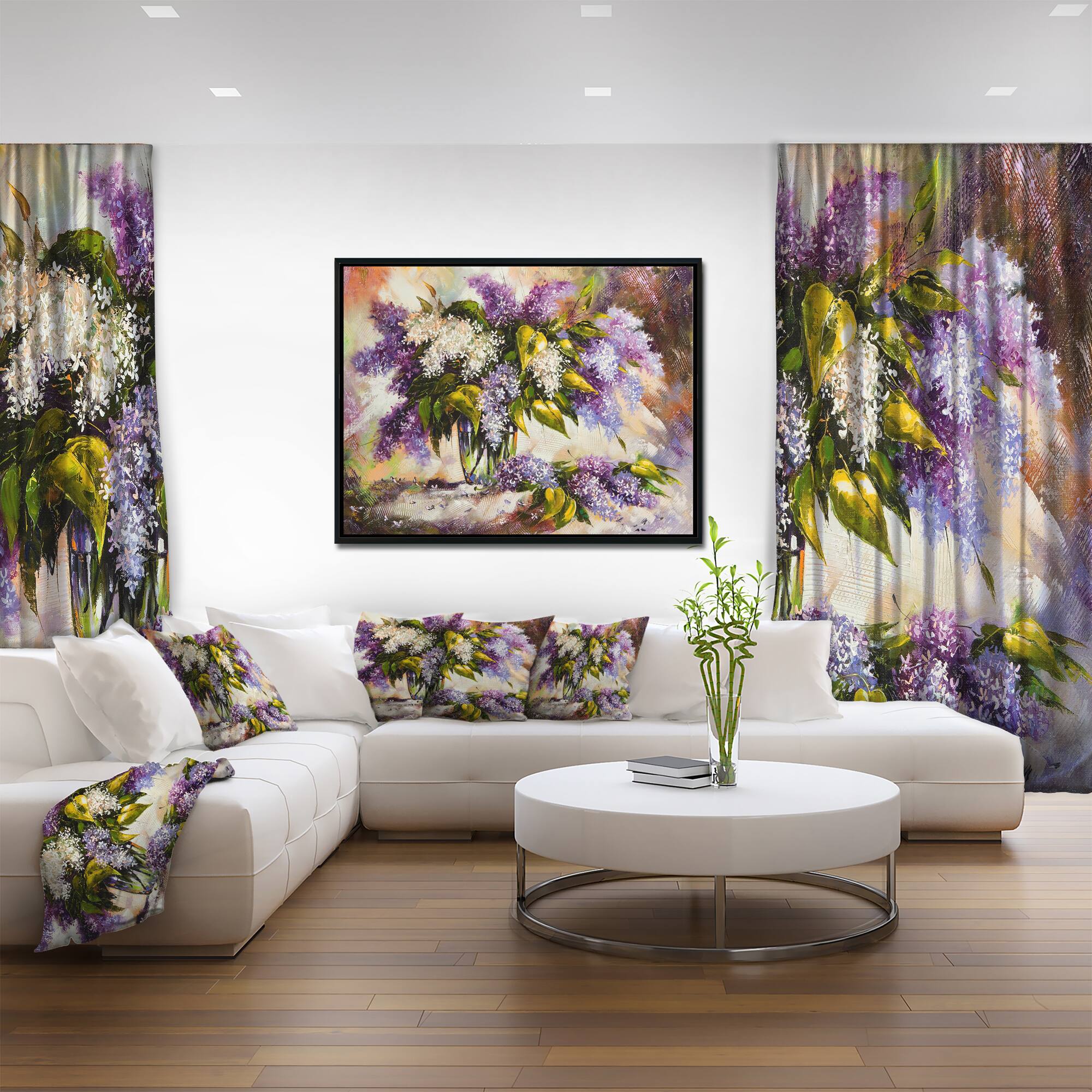 Designart - Lilac Bouquet in a Vase - Floral Painting Framed Canvas Art Print