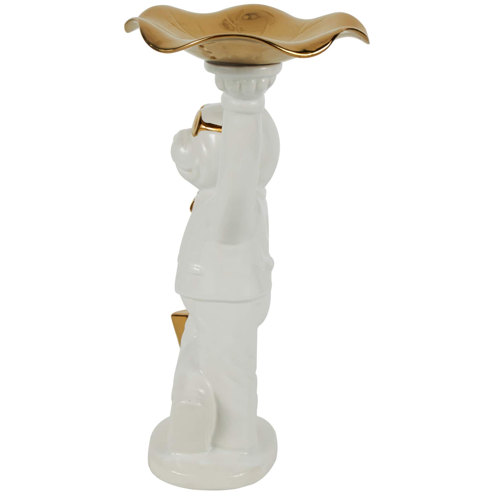 13&#x22; White &#x26; Gold Ceramic Bulldog Sculpture