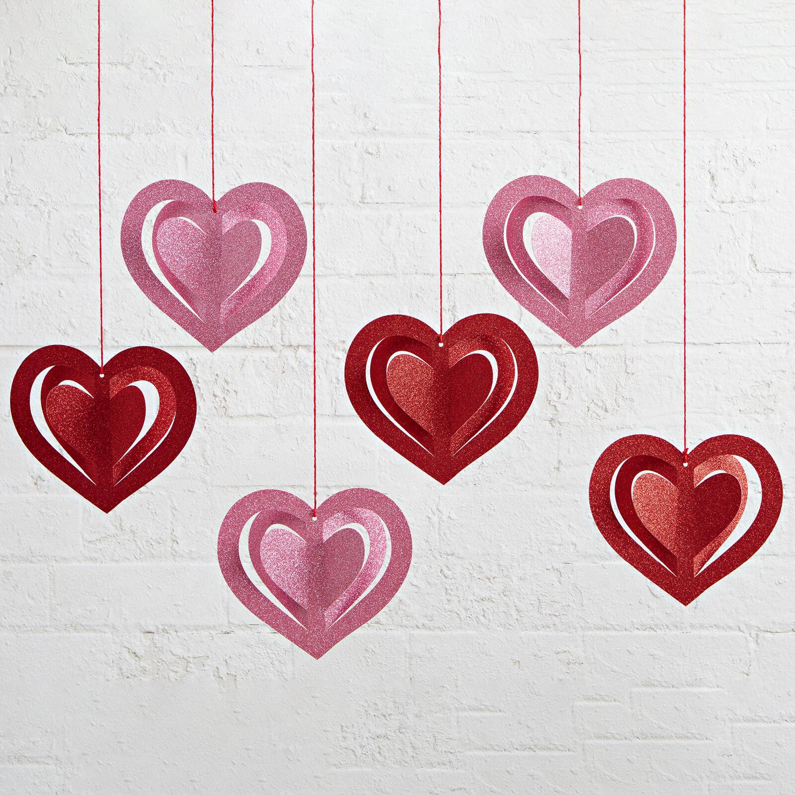 FLOMO Mini Valentines Glitter Foam Hearts Set of 6