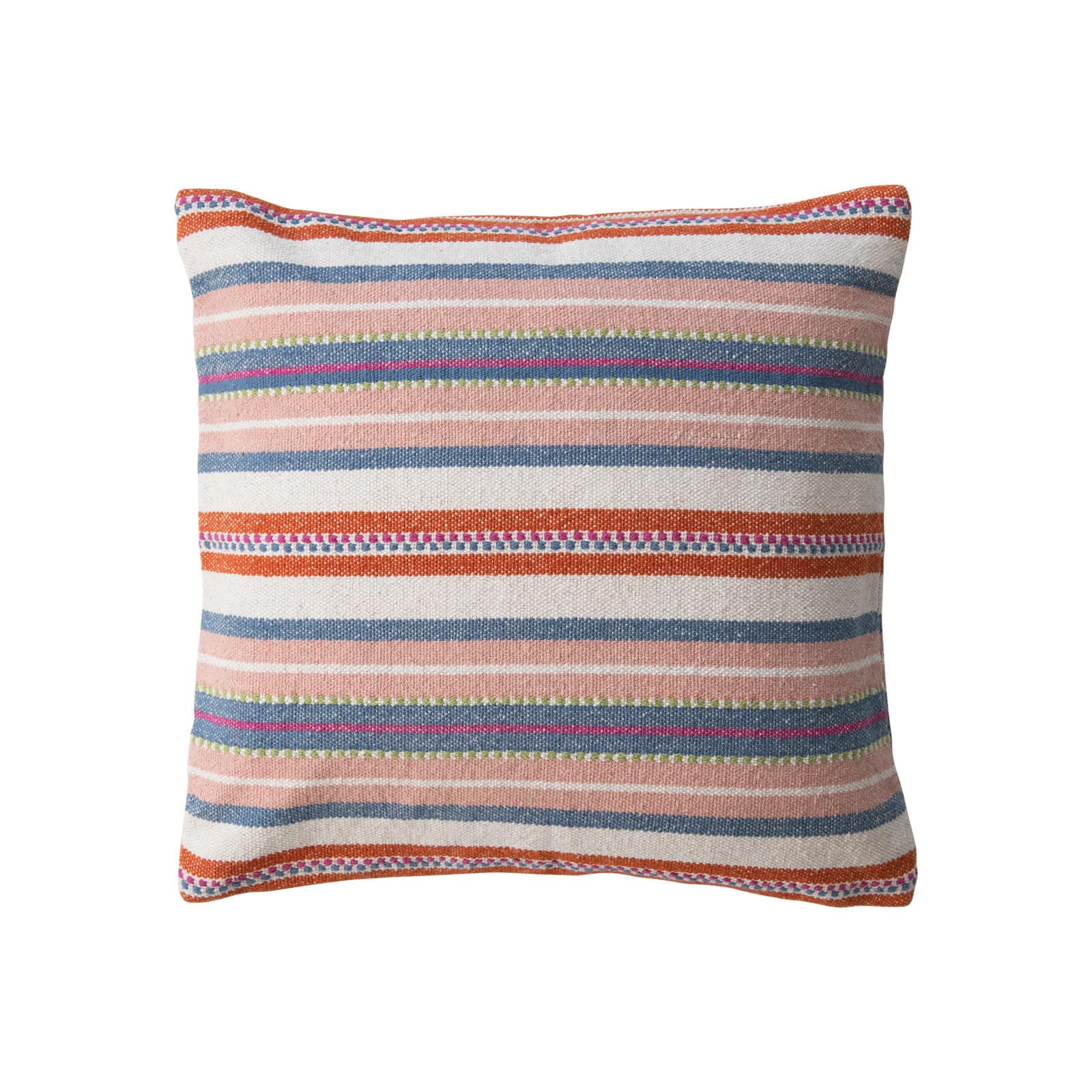 Woven Cotton Pillow With Stripes