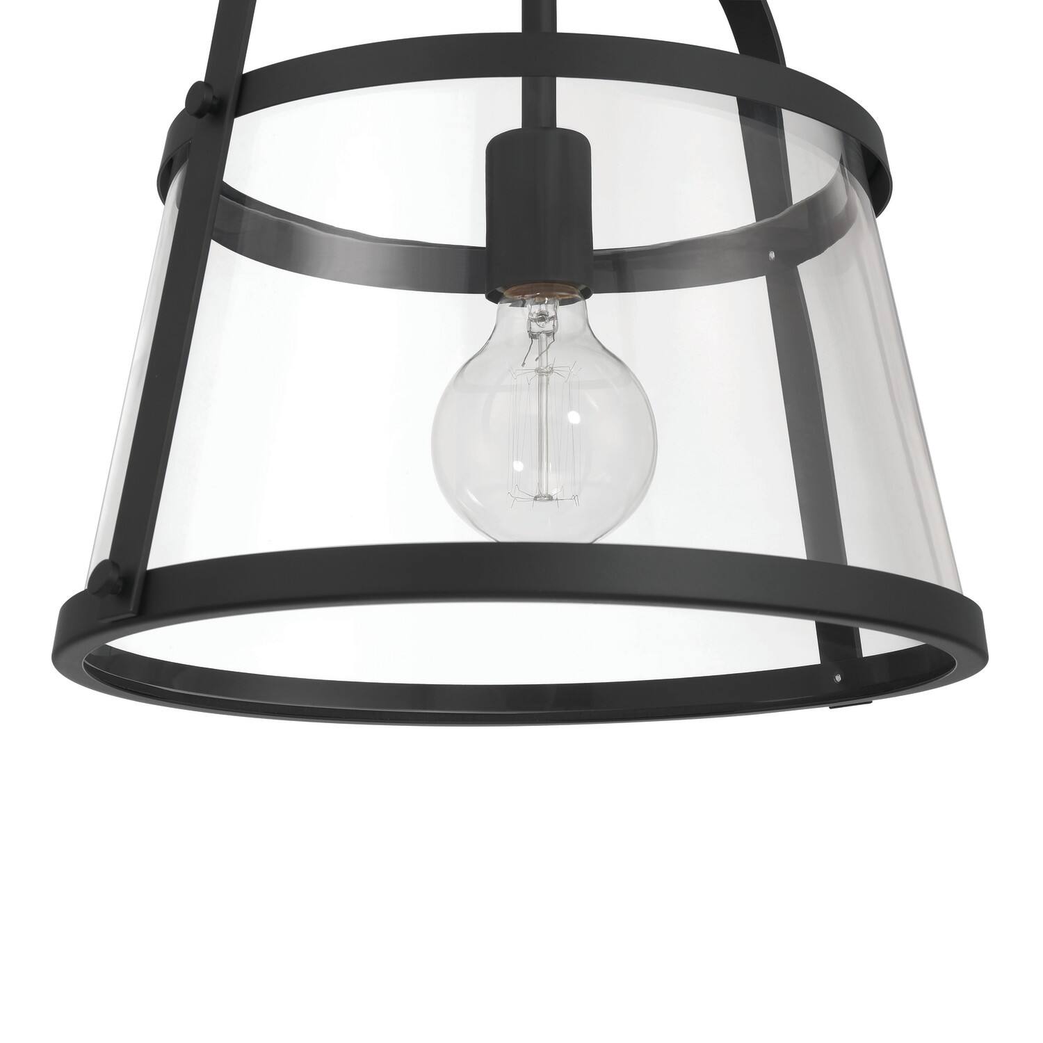 Fallon Black Vintage Metal &#x26; Clear Glass Ceiling Light