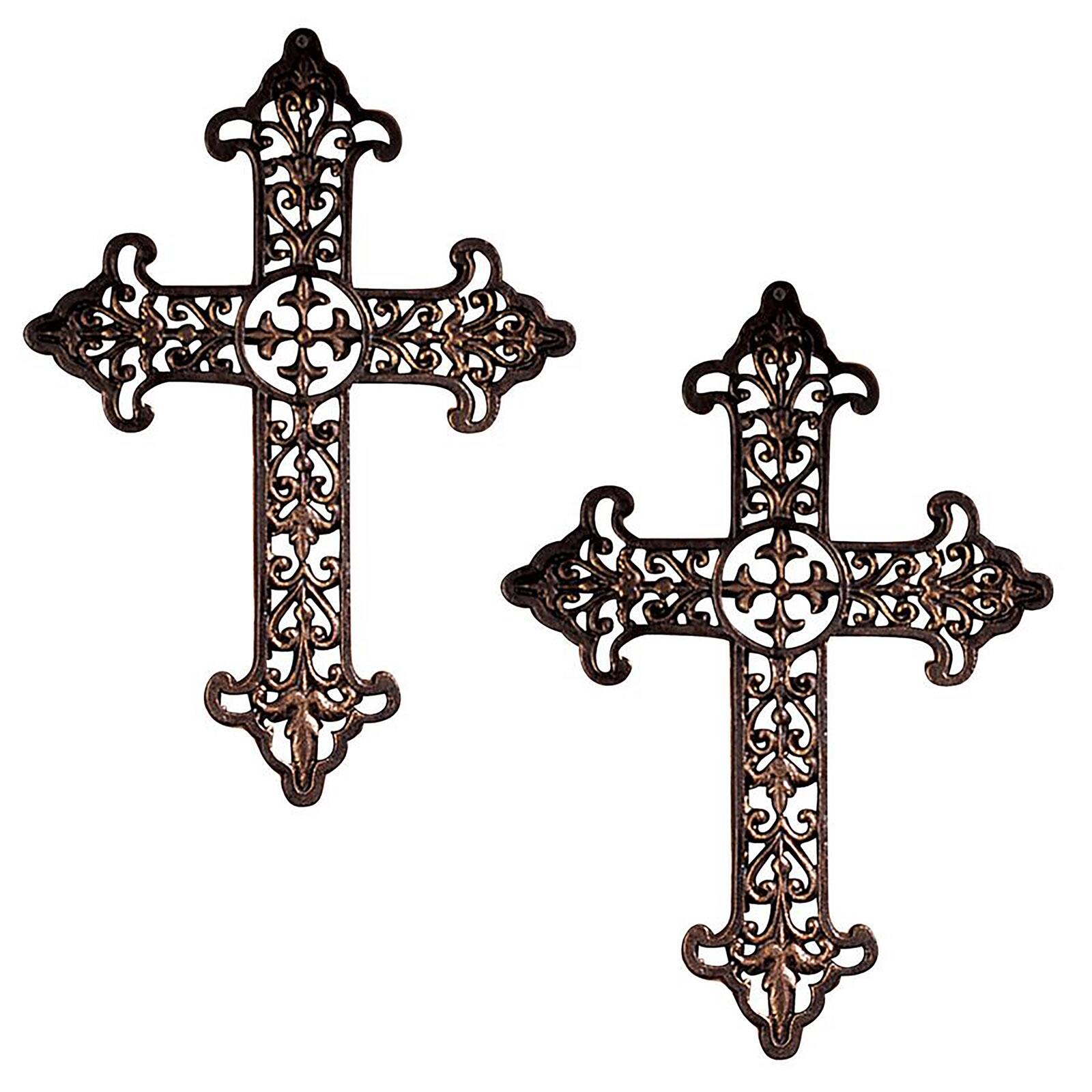 Design Toscano Bronze Fleur de Lis Crosses