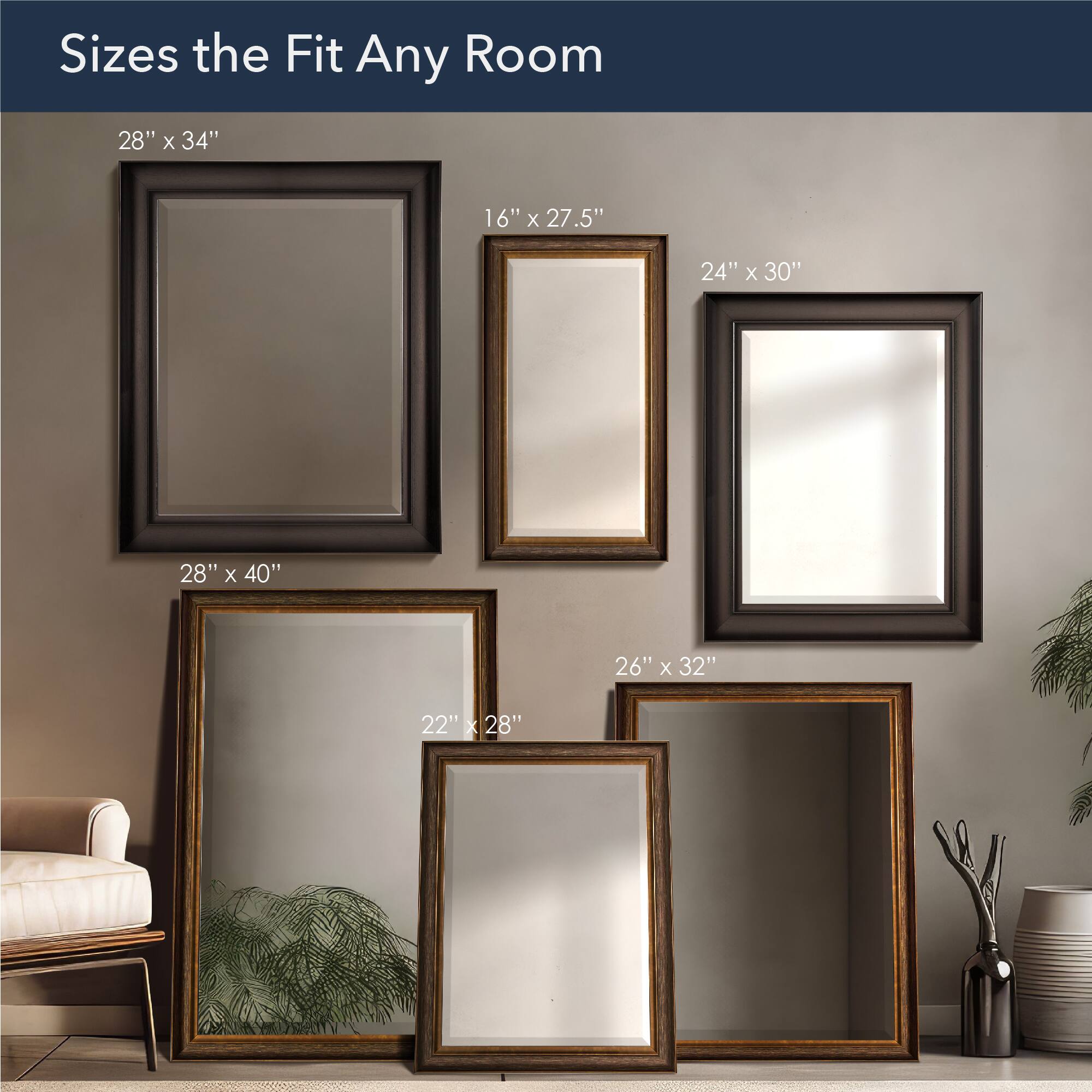 Head West 28" Bronze & Copper Oil-Rubbed Framed Wall Mirror