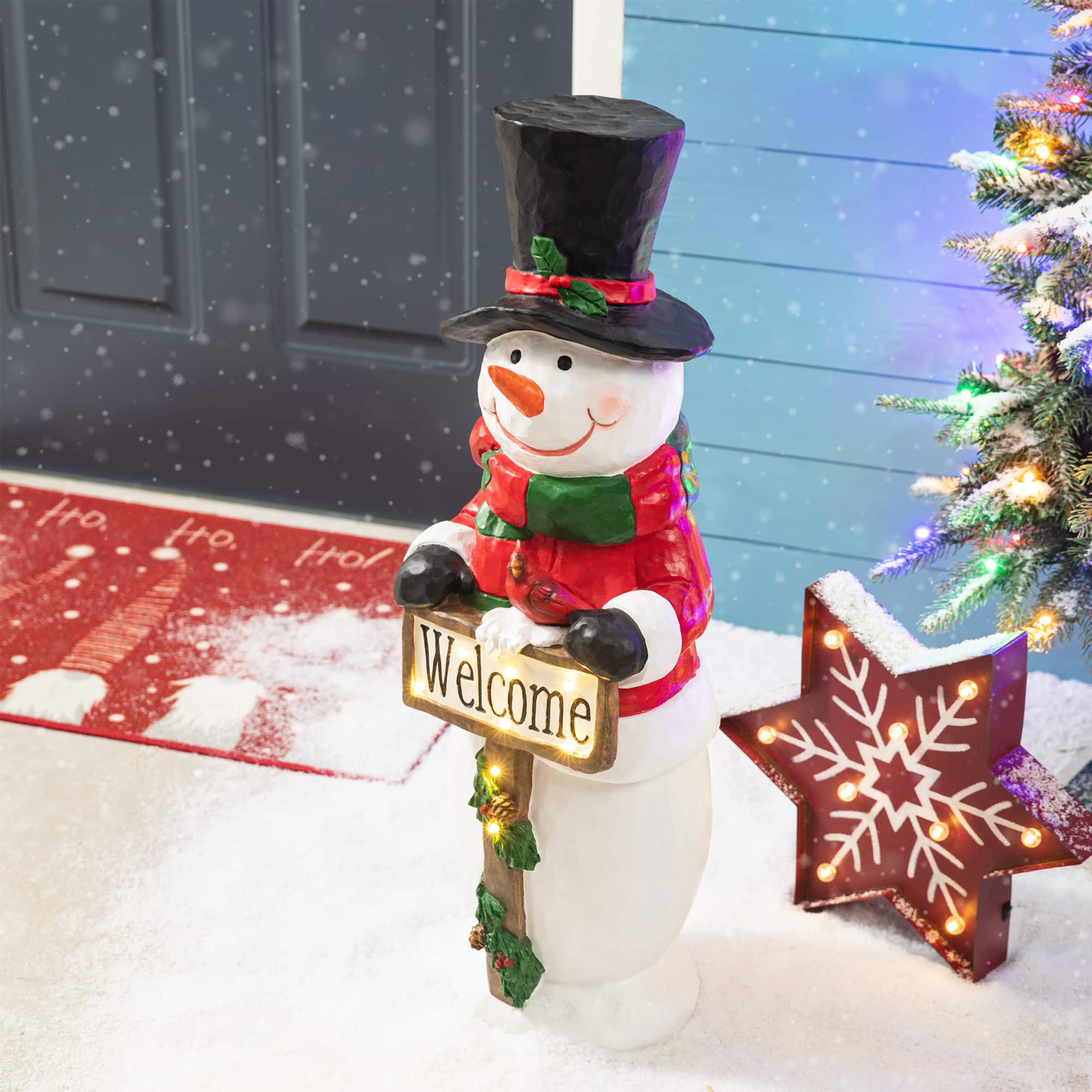 Glitzhome&#xAE; 29.25&#x22; Pre-Lit Christmas Snowman Porch D&#xE9;cor