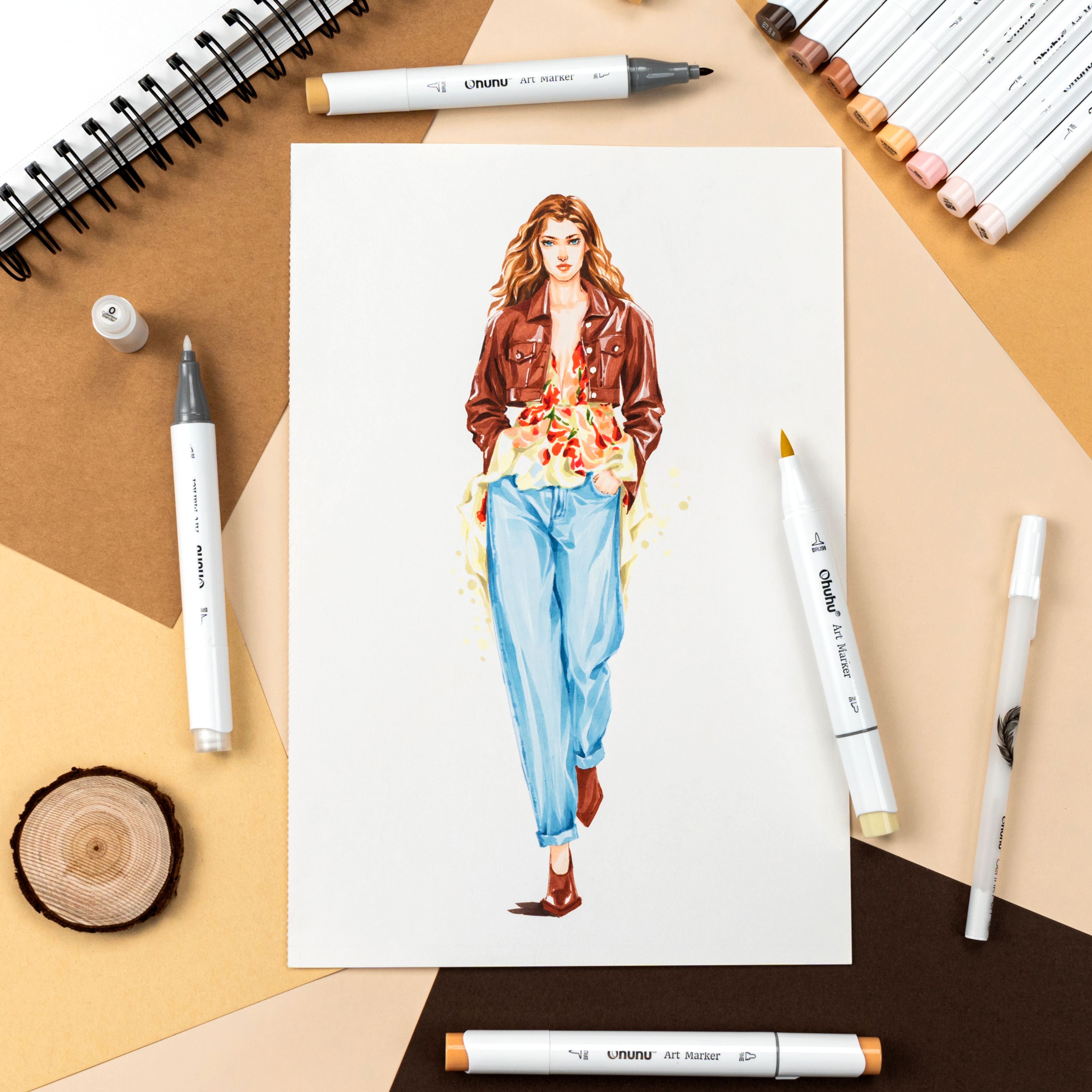 Marqueurs à alcool à deux pointes à tons de peau Honolulu d’Ohuhu, 6 unités