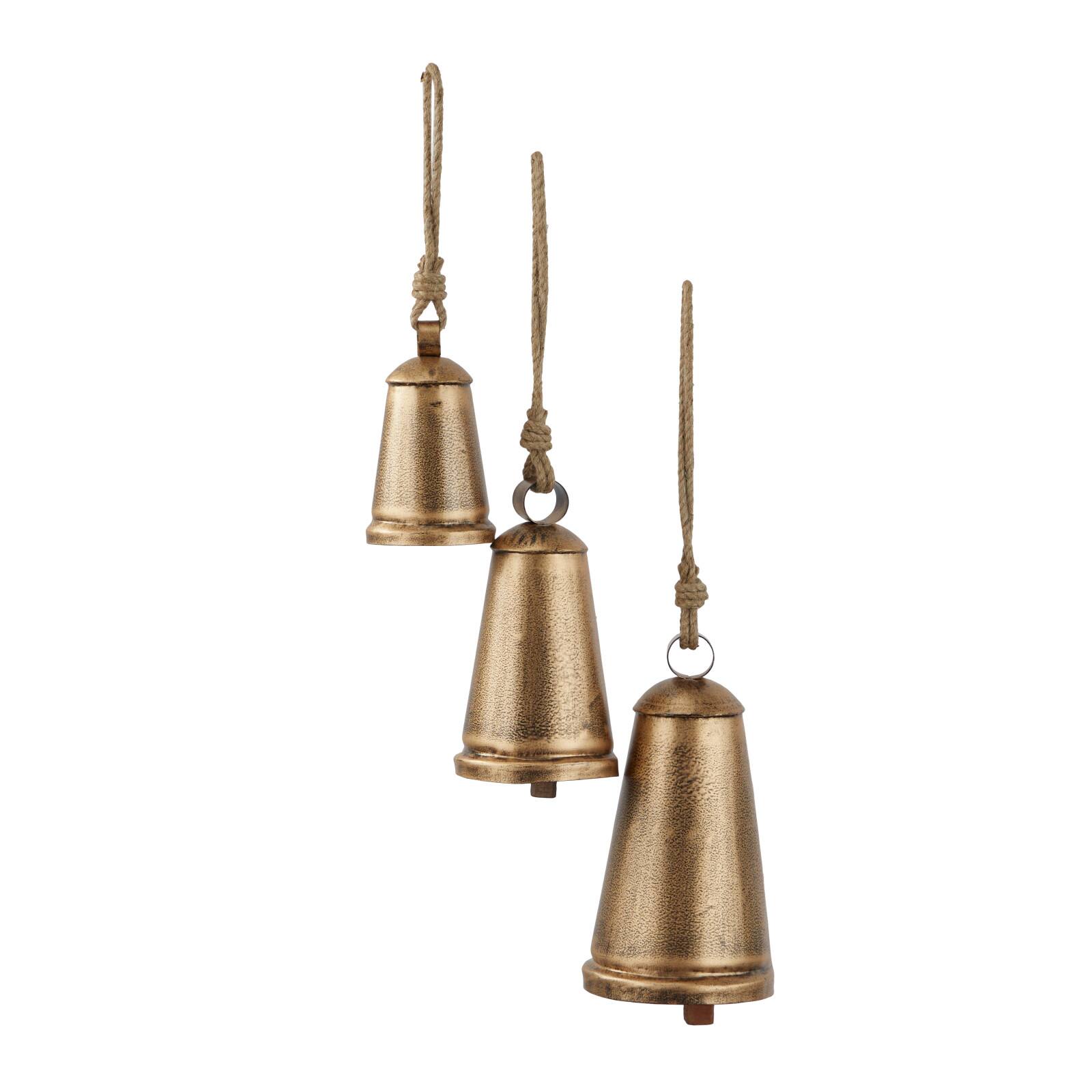 Bronze Metal Bohemian Decorative Cow Bell, Set of 3&#x22; 13&#x22;, 11&#x22;, 8&#x22;