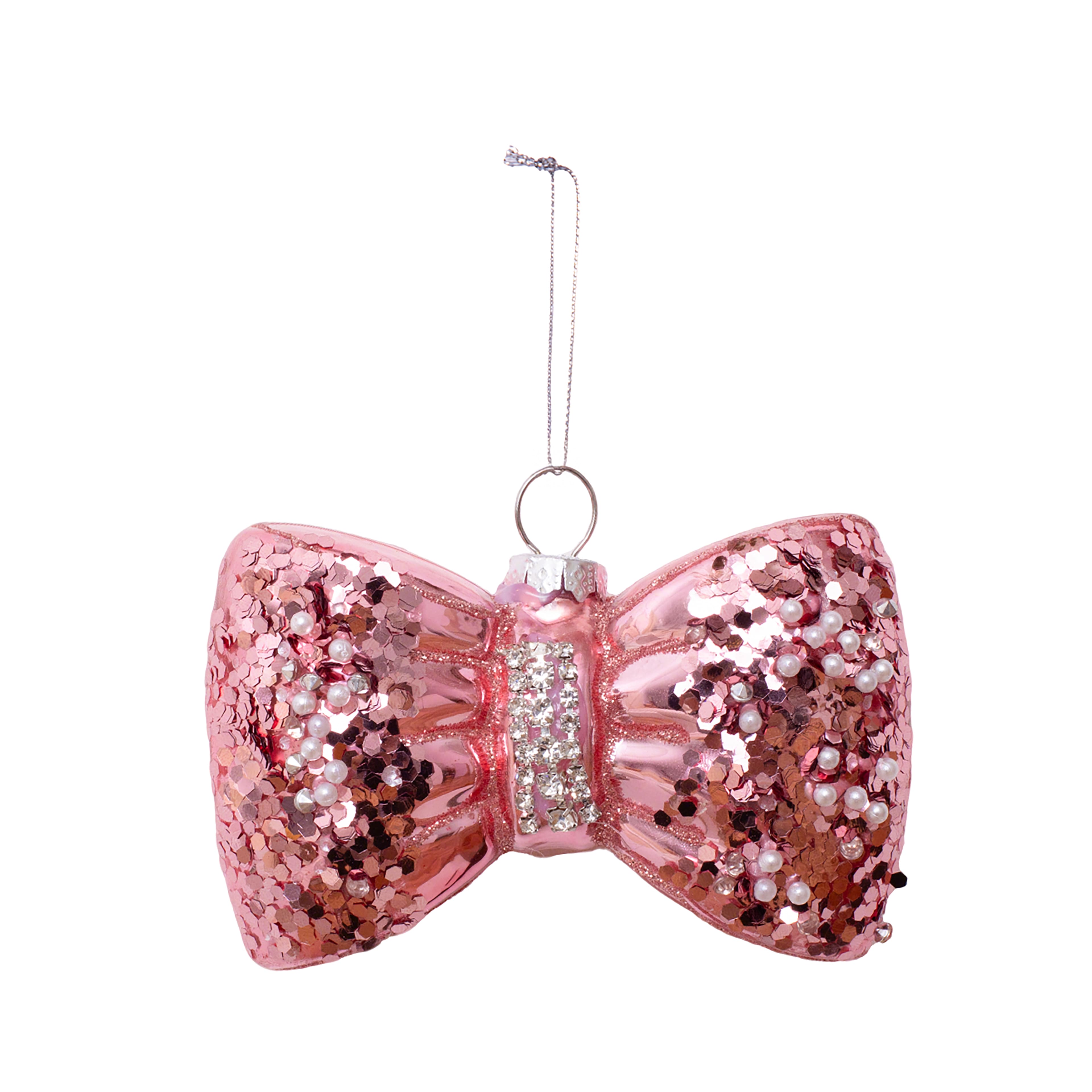 3.5&#x22; Pink Bow Glass Ornament by Ashland&#xAE;
