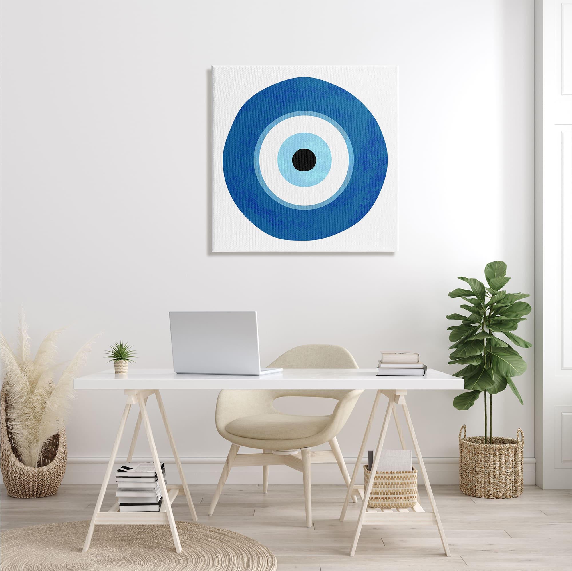 Stupell Industries Eye Centric Bold Blue Abstract Circular Dominant Shapes Canvas Wall Art