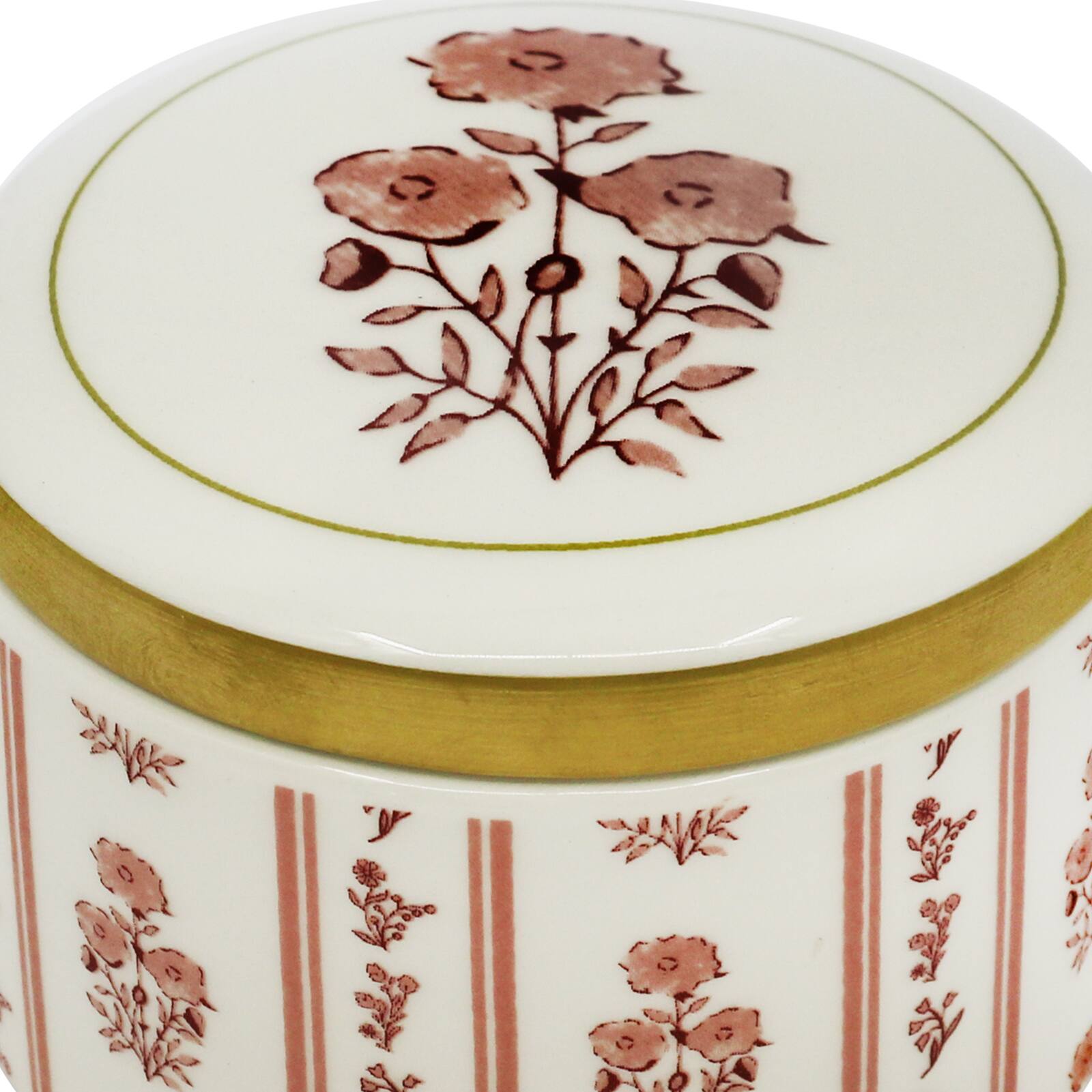 3.5&#x22; Pink Floral Round Ceramic Tabletop Box by Ashland&#xAE;