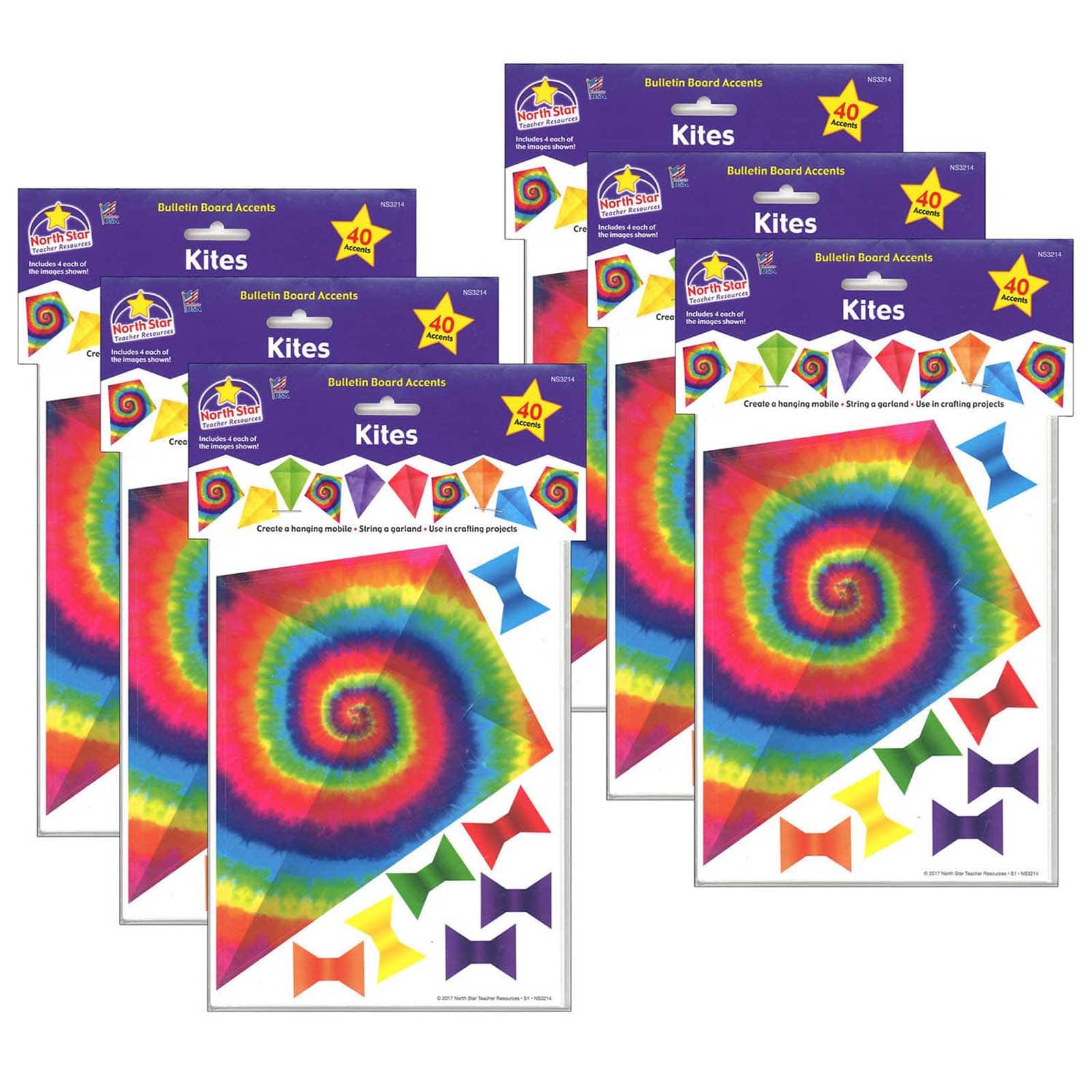 North Star Teacher Resources Kites Bulletin Board Accents, 6 Packs of 40