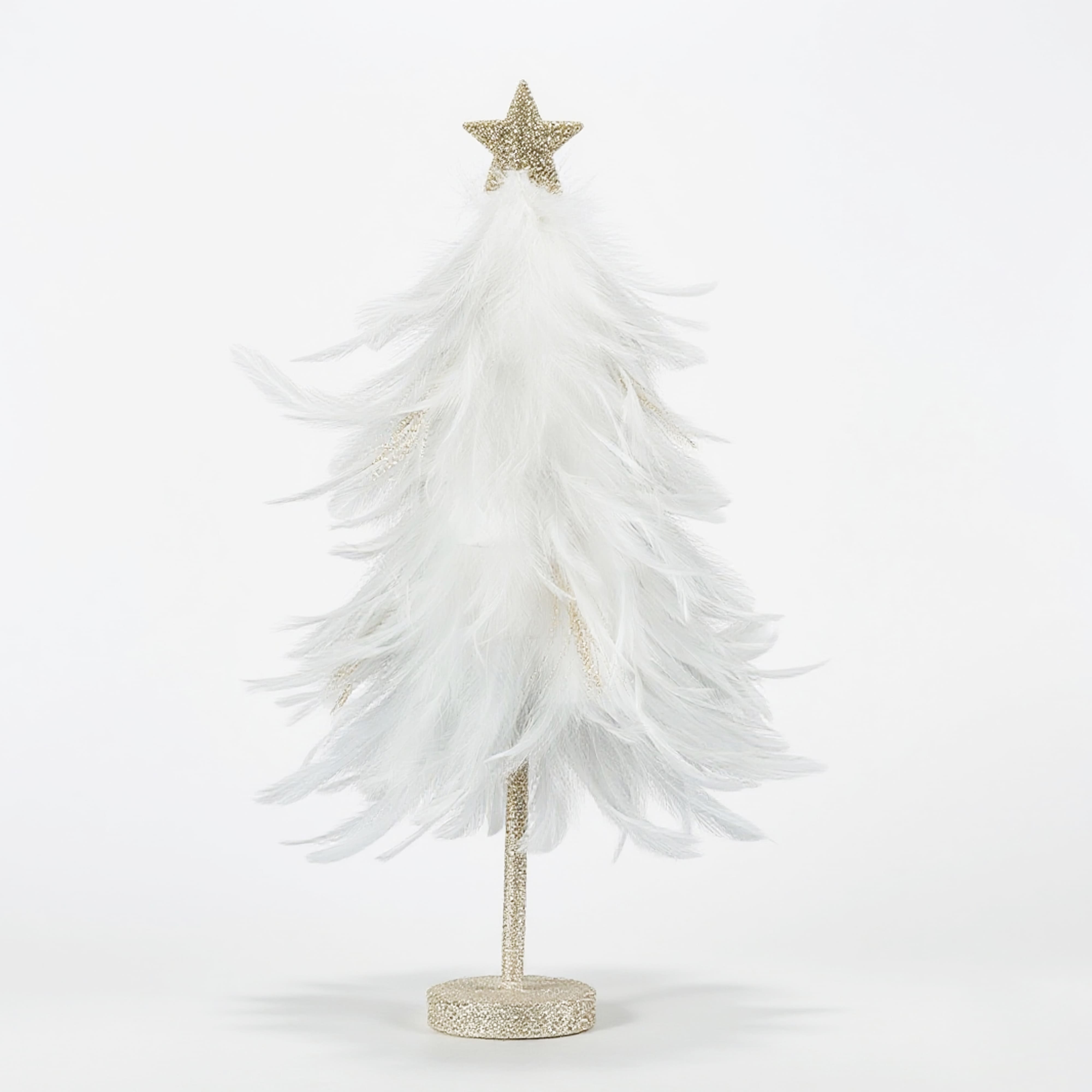 White Feather Tree with Gold Glitter Star by Ashland®