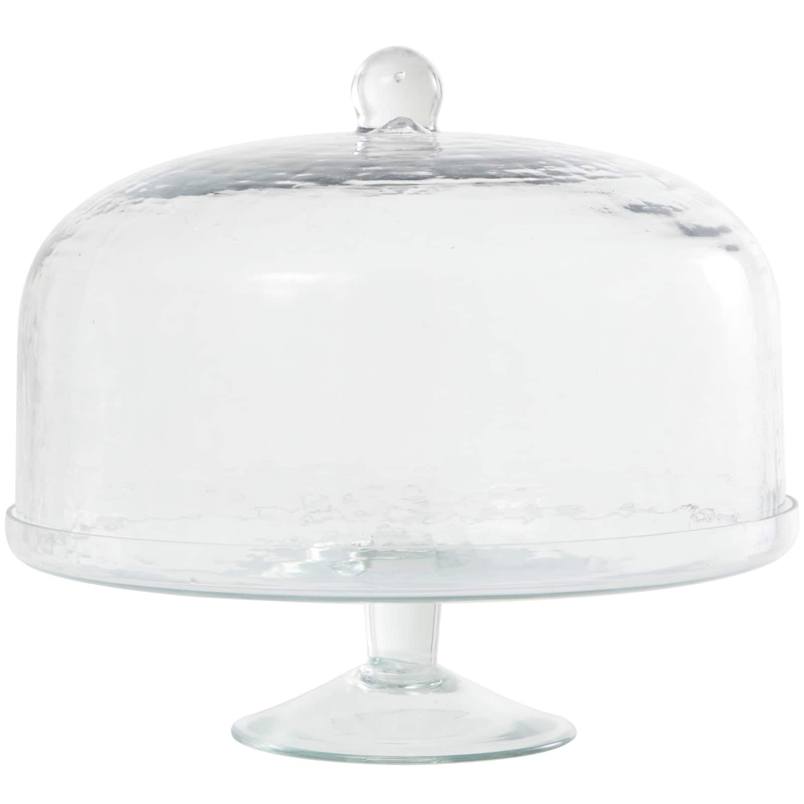 12&#x22; Clear Glass Cake Stand with Glass Dome