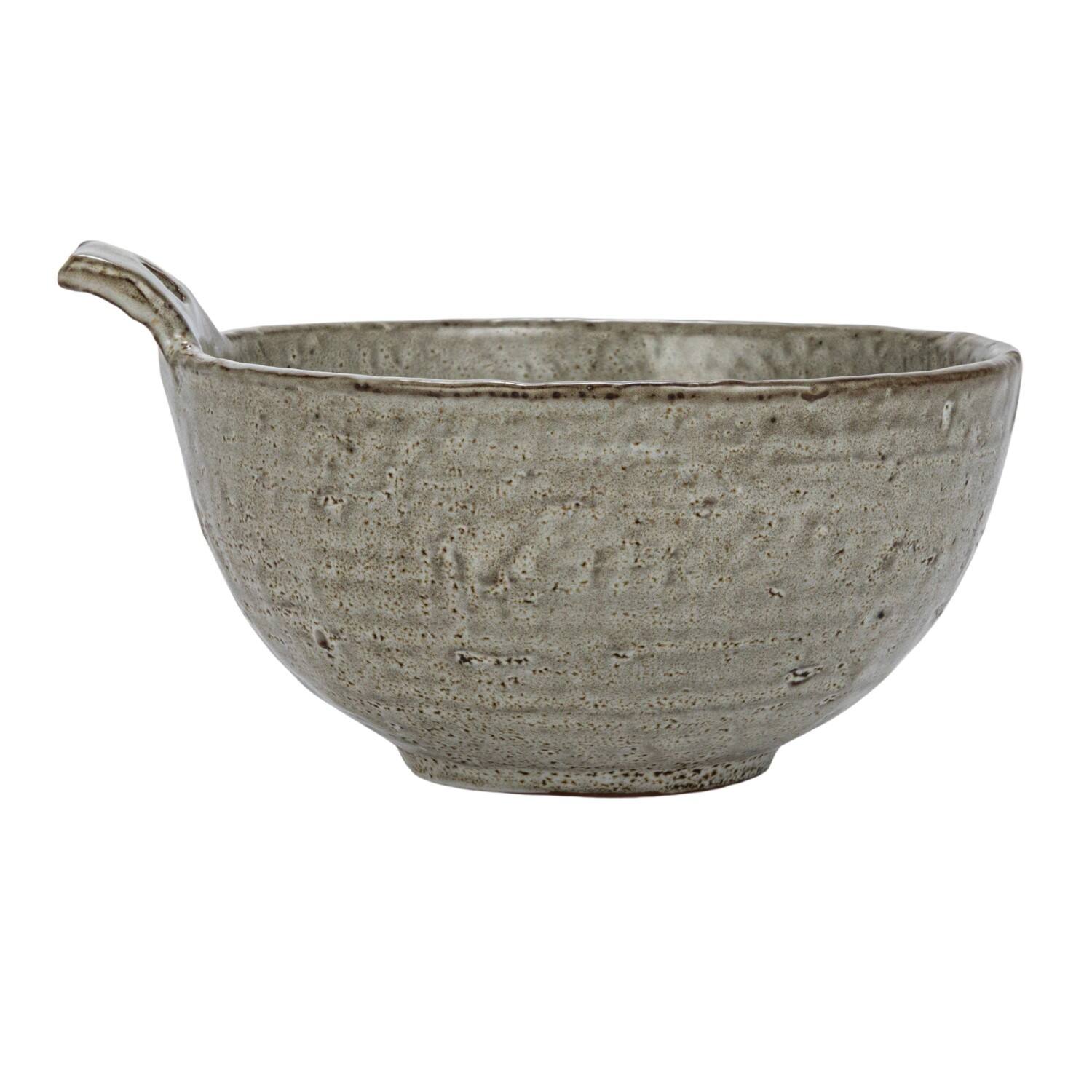 Hello Honey® 5.5" Cream Stoneware Bowl with Handle