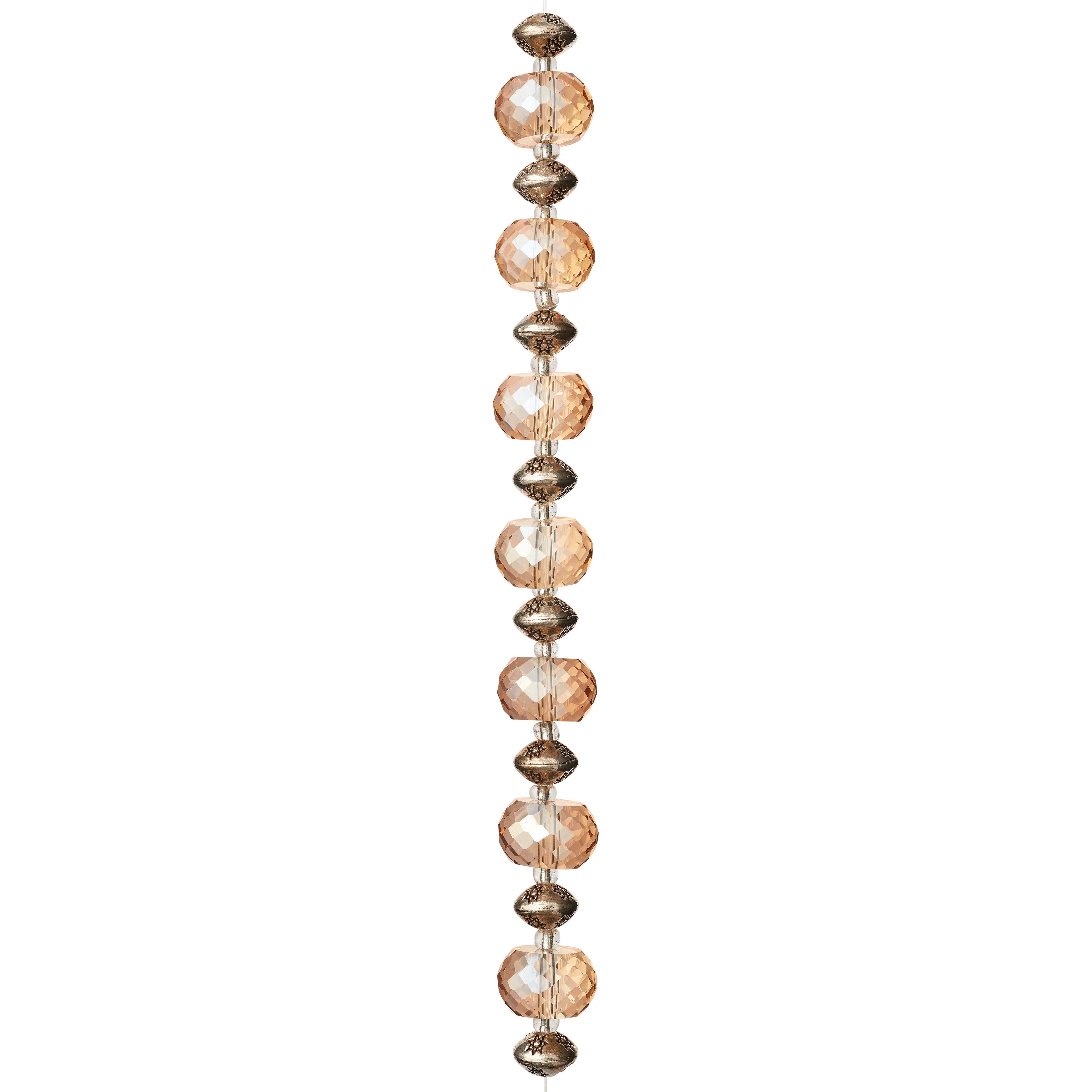 12 Pack: Amber Glass & Metal Rondelle Beads by Bead Landing™