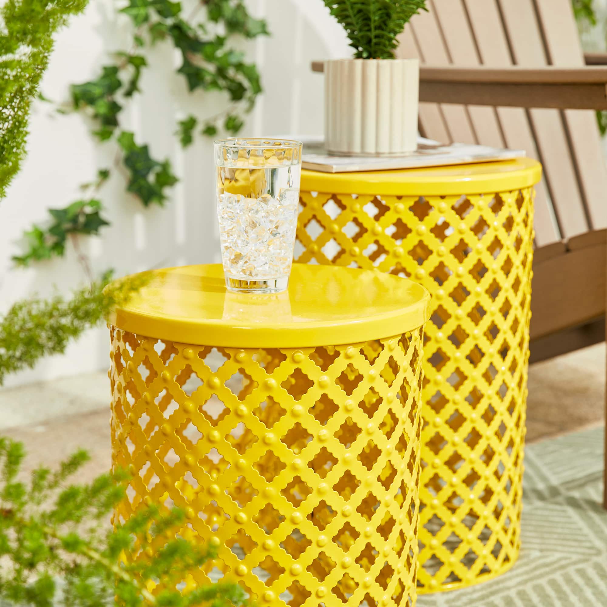 Glitzhome® Multifunctional Metal Garden Stool Set