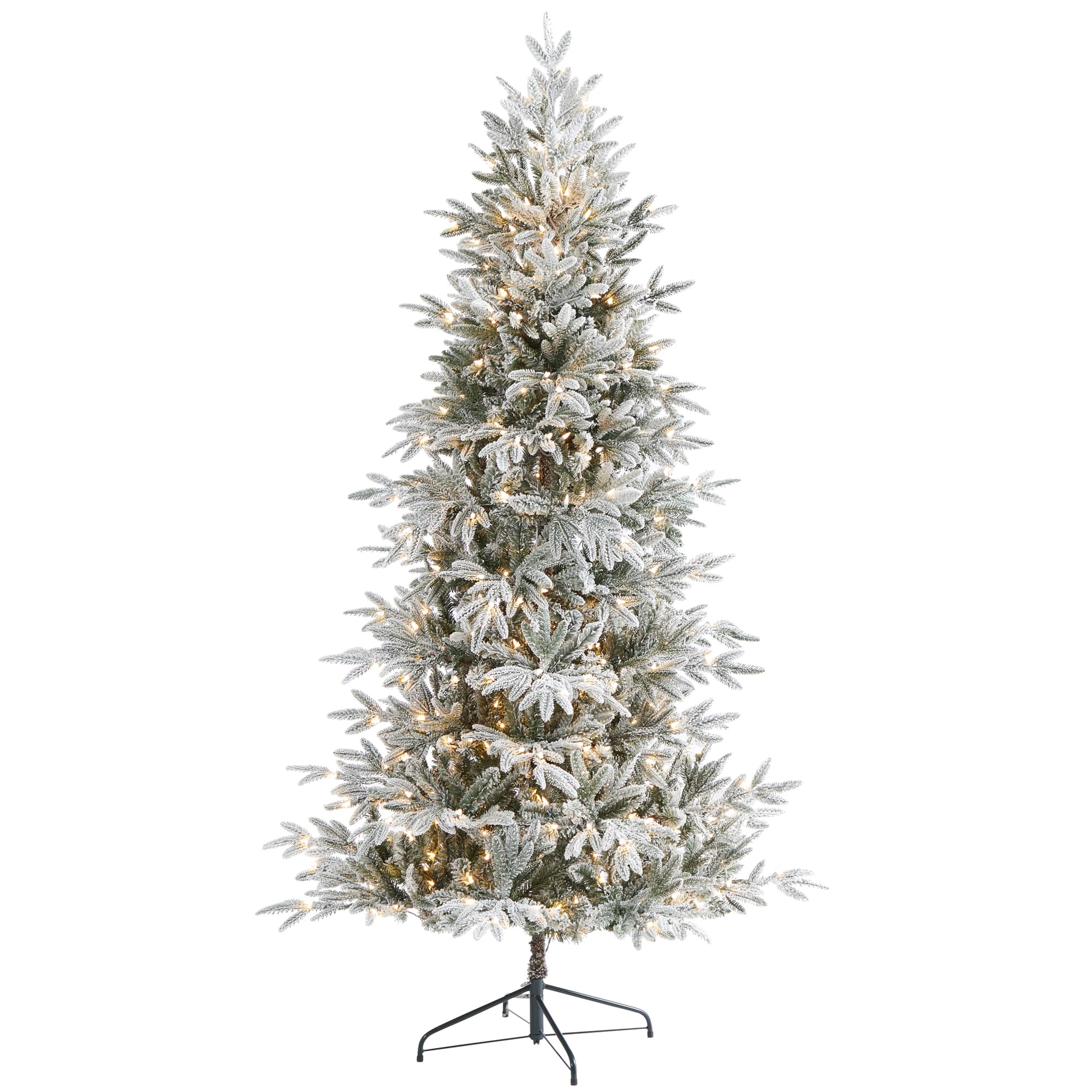 7.5ft. Pre-Lit Flocked Manchester Spruce Artificial Christmas Tree with Clear LED Lights