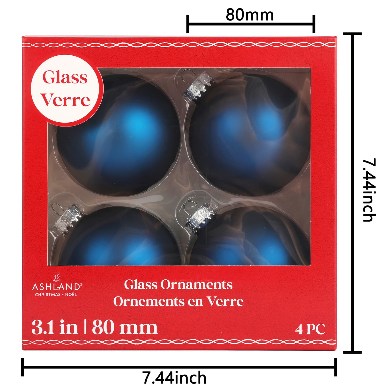 4 Pack 3.1&#x22; Satin Glass Ball Ornaments by Ashland&#xAE;