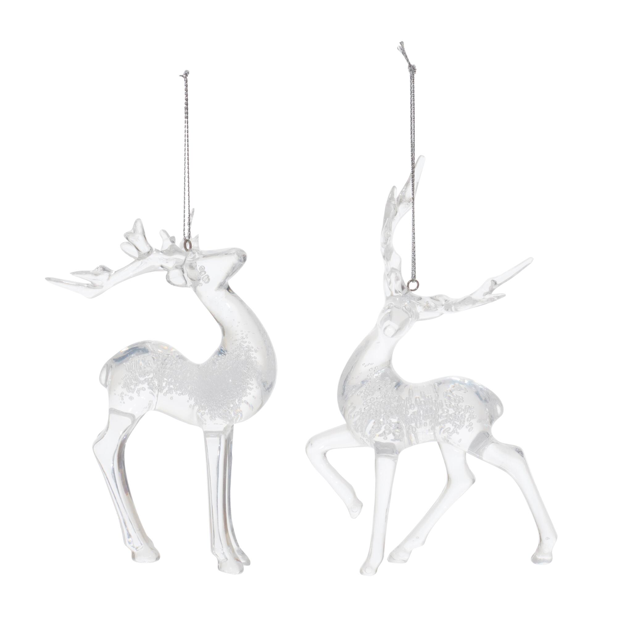 Clear Bubbled Plastic Deer Ornaments Set