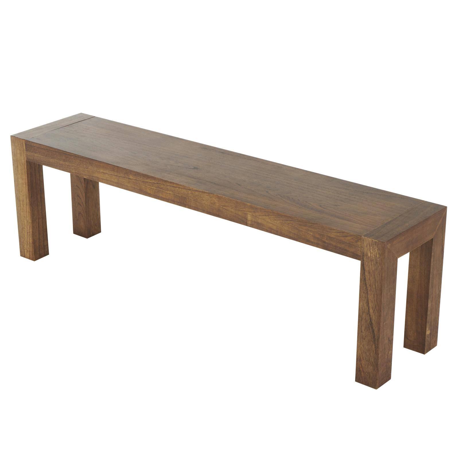 Brown Wood Console Table with Bench